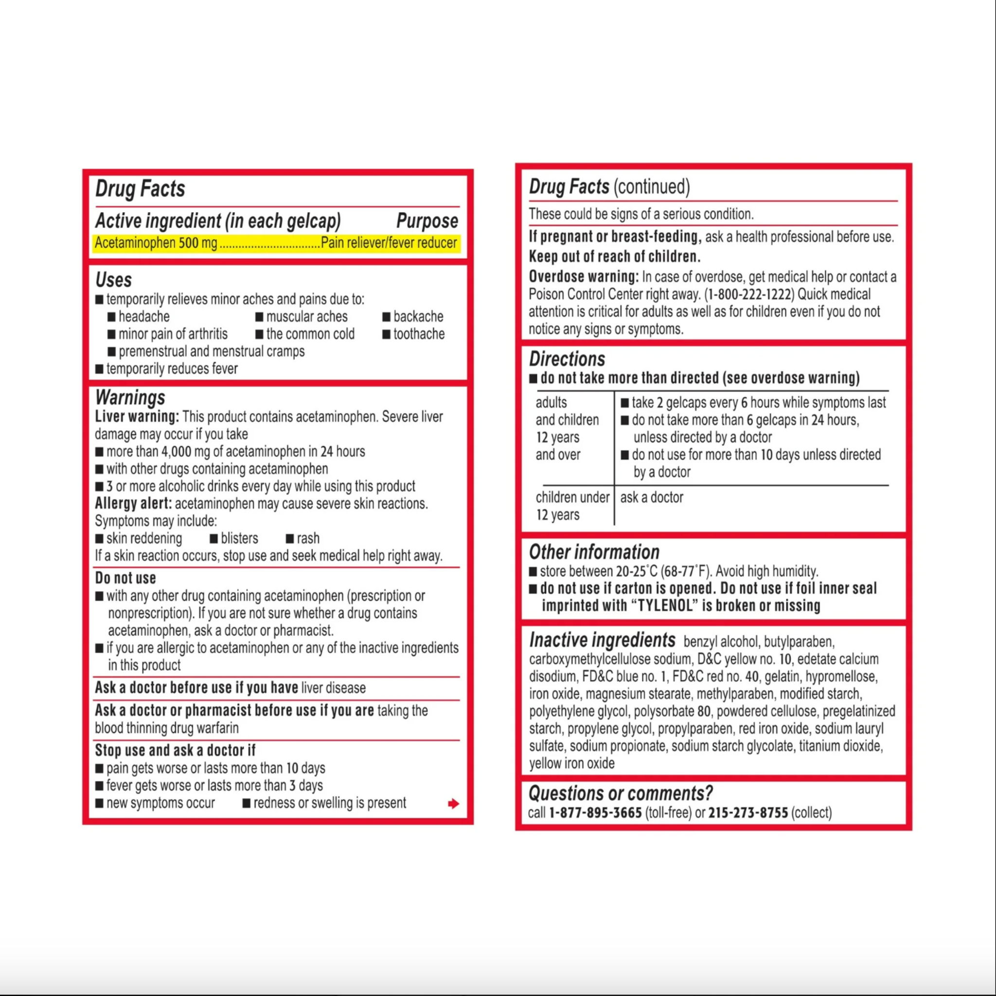 Tylenol Extra Strength Acetaminophen Rapid Release Gels, 100 Ct