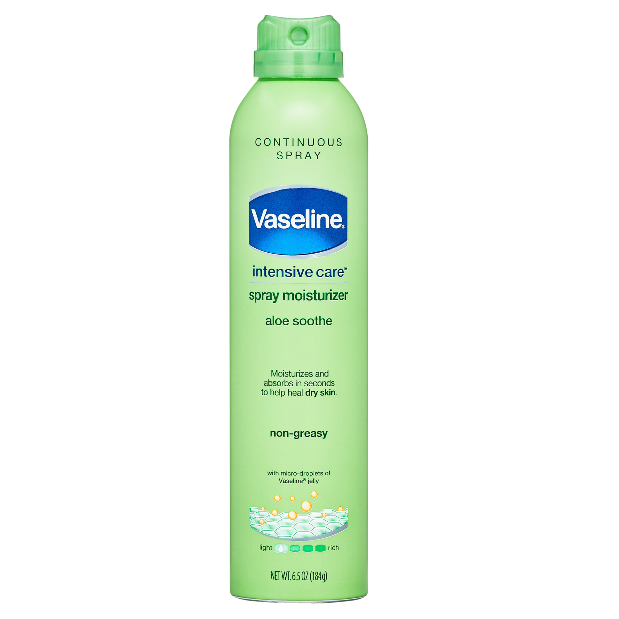 Vaseline, Intensive Care Spray Lotion, Aloe Soothe Non-Greasy Moisturizer, 6.5 oz