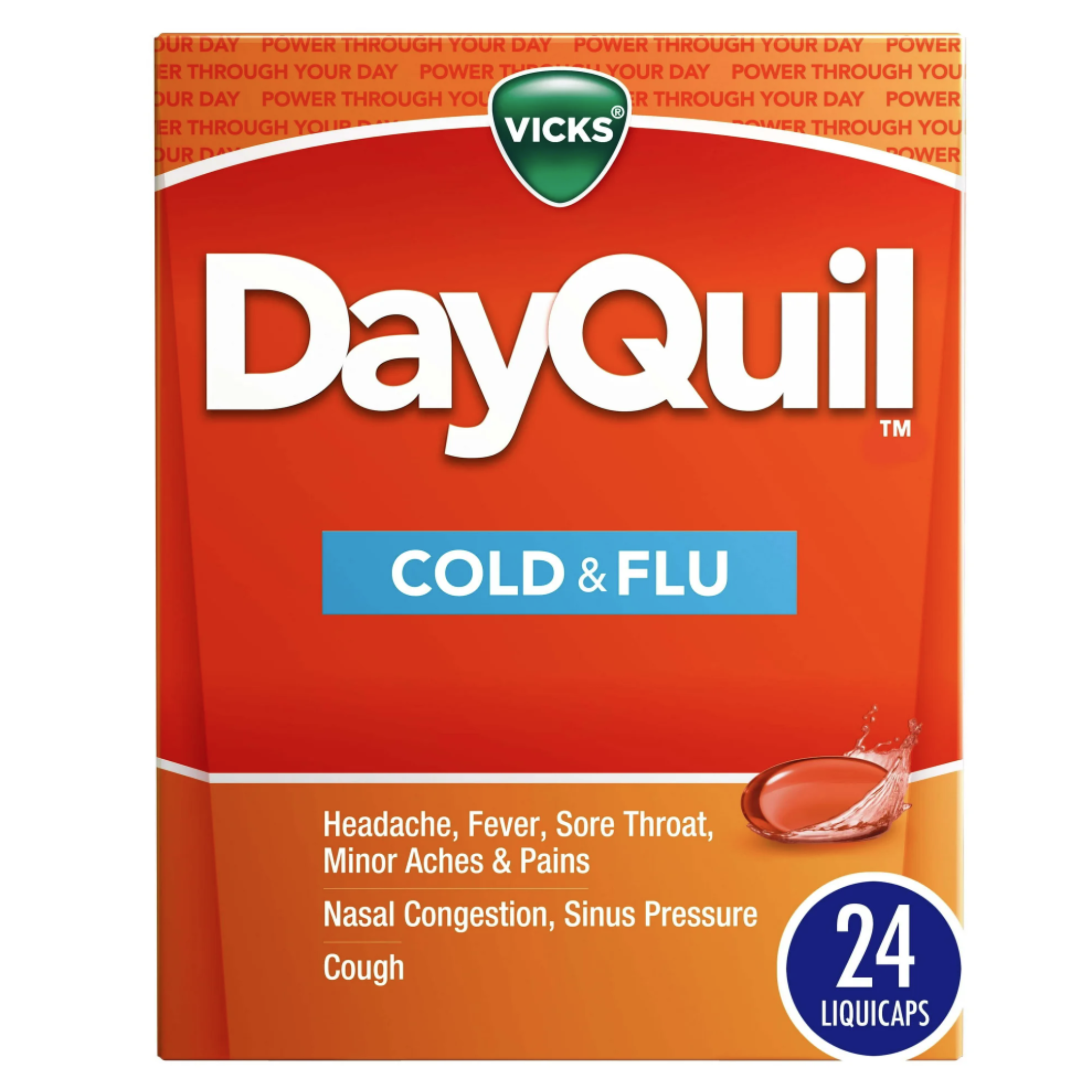 Vicks DayQuil Liquicaps, Non-Drowsy Cough, Cold and Flu Relief, over-the-counter Medicine, 24 Ct