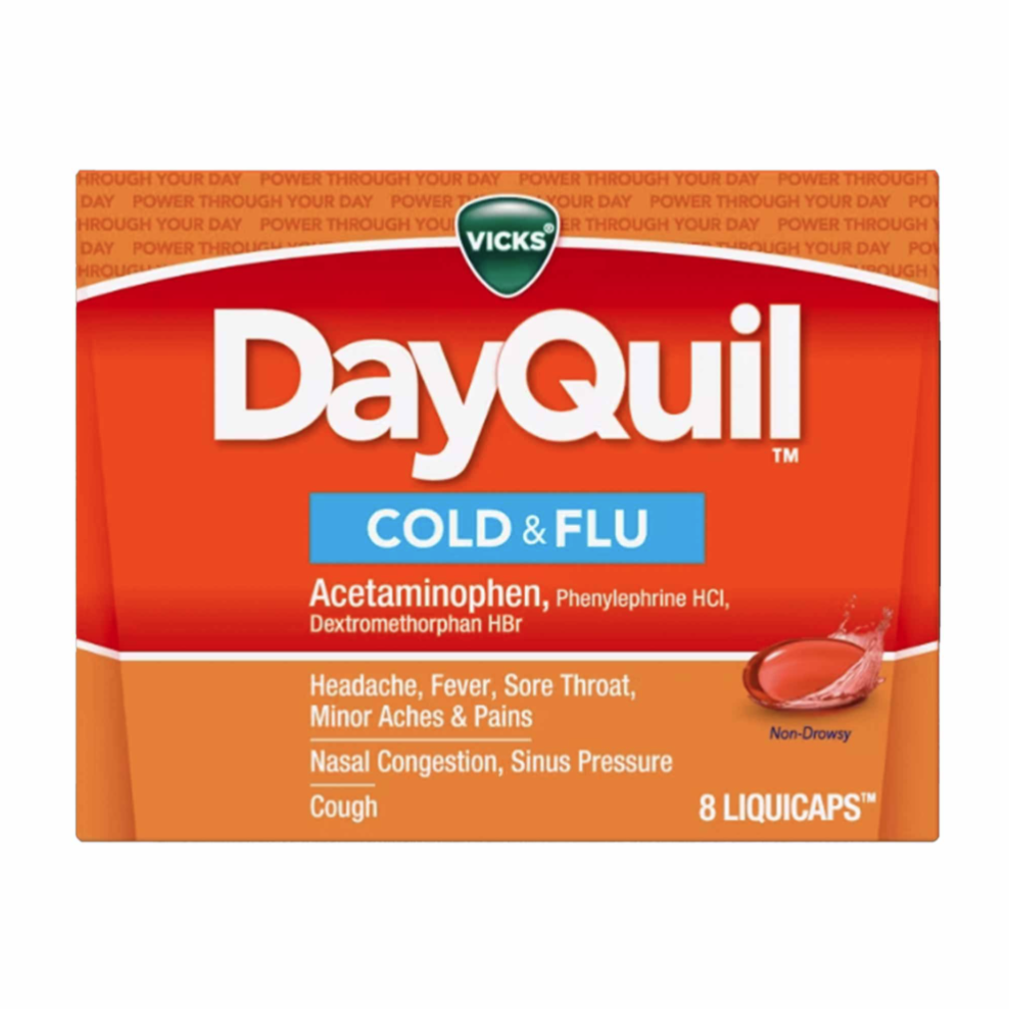 Vicks DayQuil Non-Drowsy Multi-Symptom Relief Cold & Flu LiquiCaps 8 ct Box