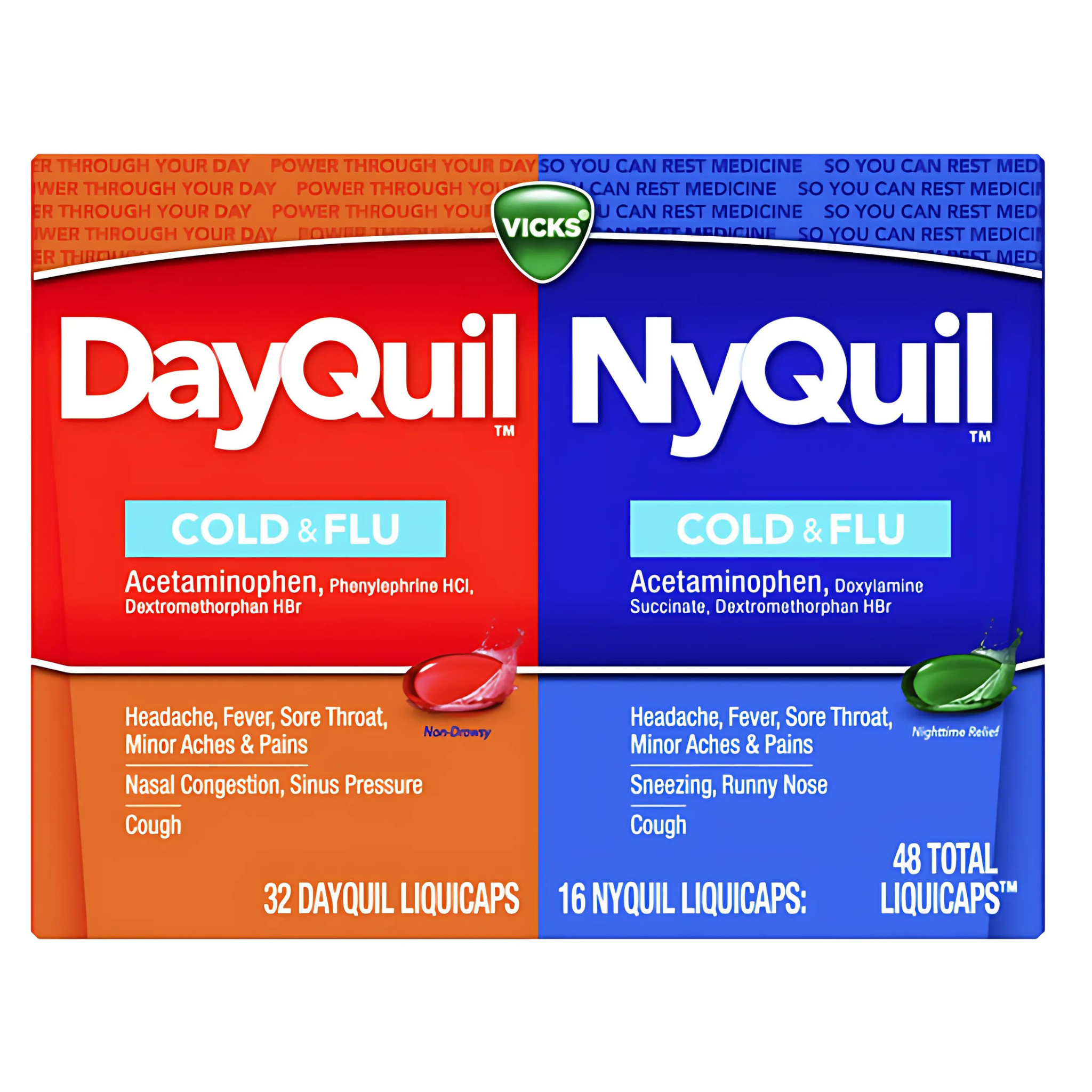 Vicks Dayquil & NyQuil Cold & Flu Capsules (48 ct)