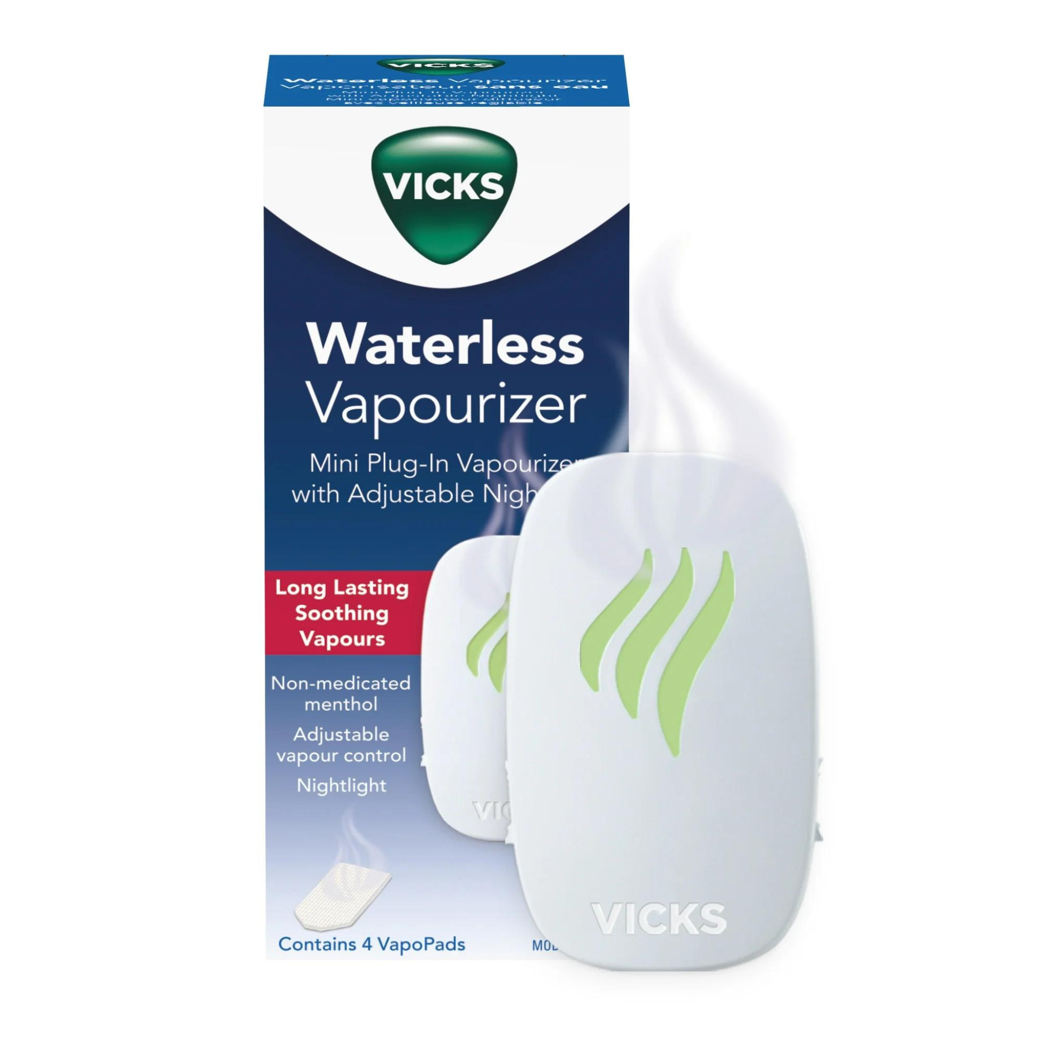 Vicks Plug-in Waterless Vaporizer with Nightlight, 100 sq ft, V1750