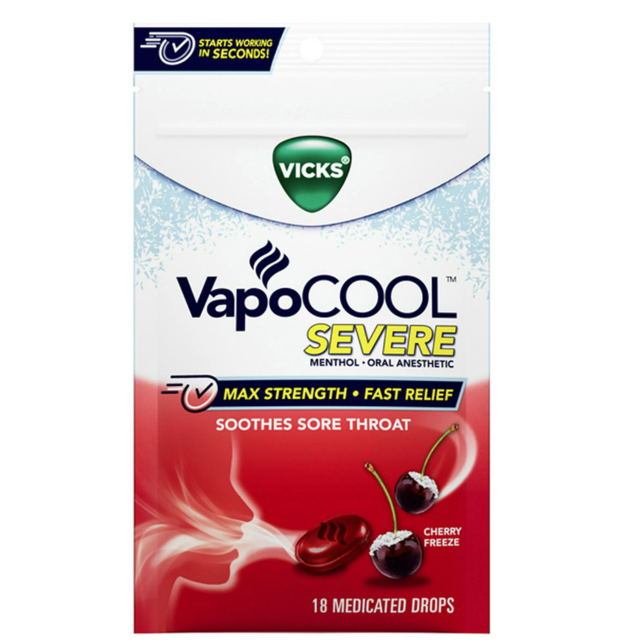 Vicks VapoCool Medicated Drops Cherry Freeze Flavor - 18 ct