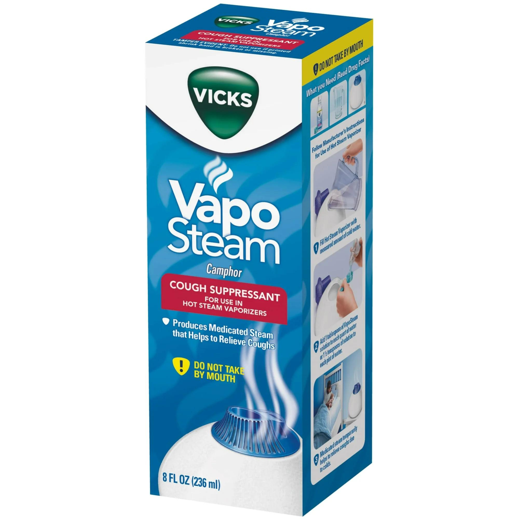 Vicks Vapo Steam Over the Counter Cough Suppressant, Liquid for Use in Vicks Hot Vaporizers, 8 fl oz