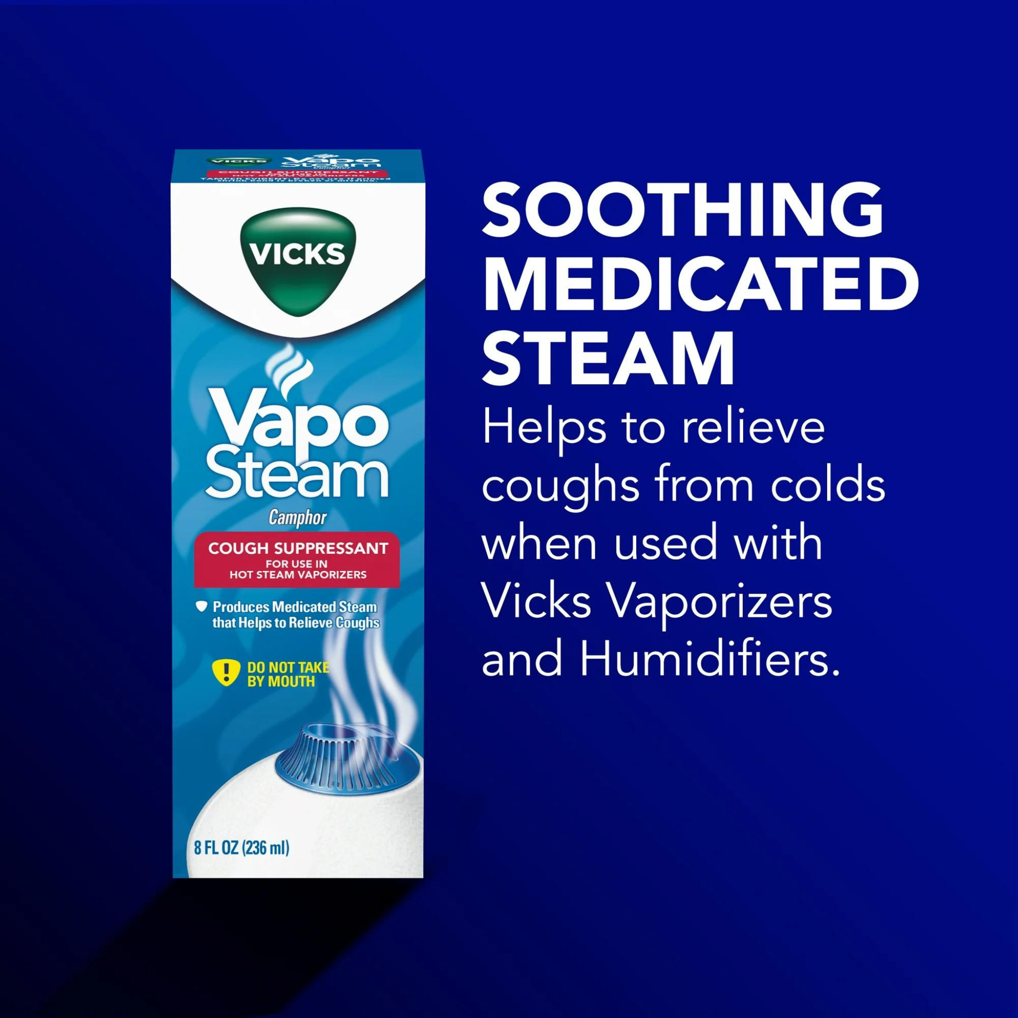 Vicks Vapo Steam Over the Counter Cough Suppressant, Liquid for Use in Vicks Hot Vaporizers, 8 fl oz