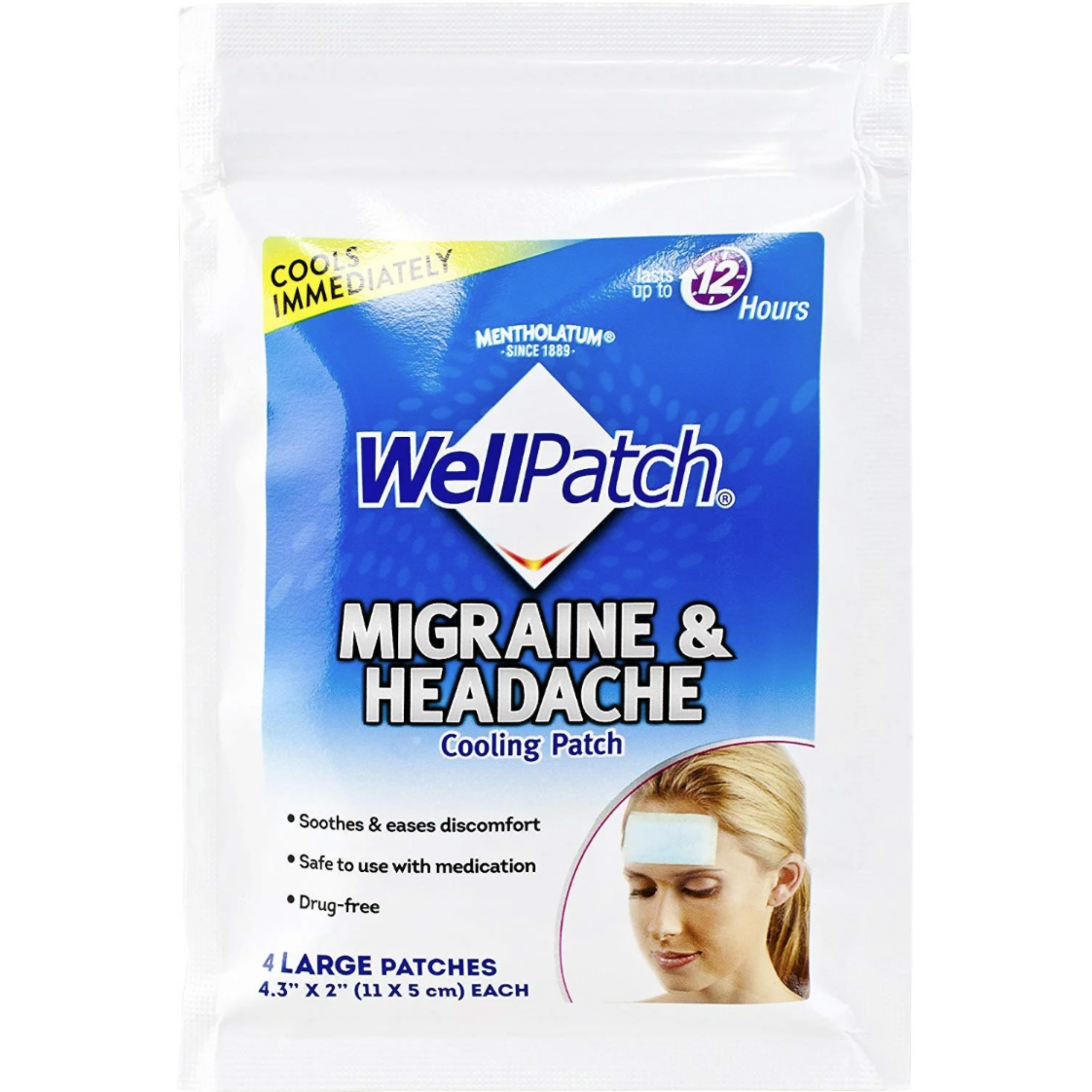 WellPatch Migraine Cooling Patch, 4 Count