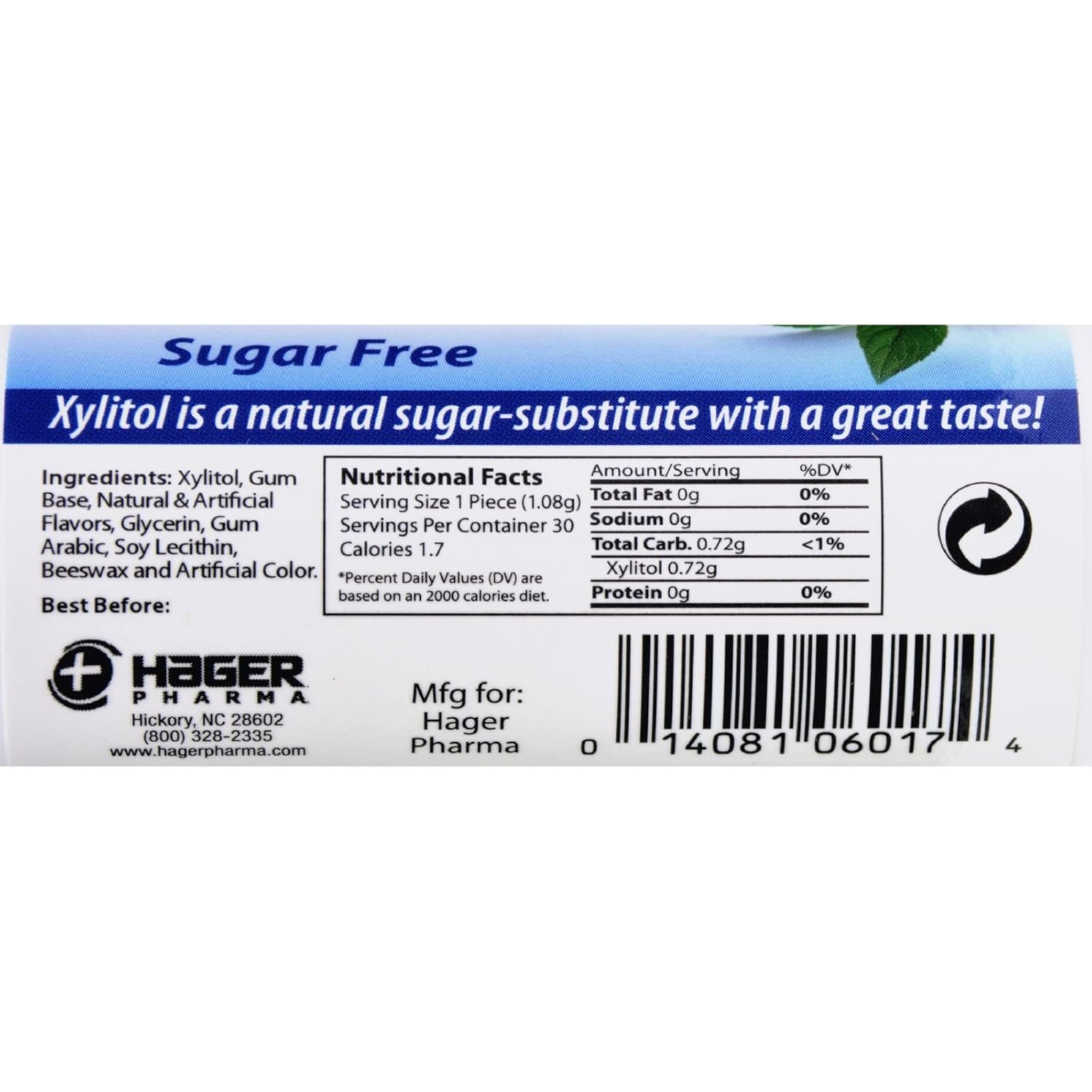 Xylitol, Peppermint Chewing Gum, Sugar-Free with Fresh Breath Benefits, 30 Count