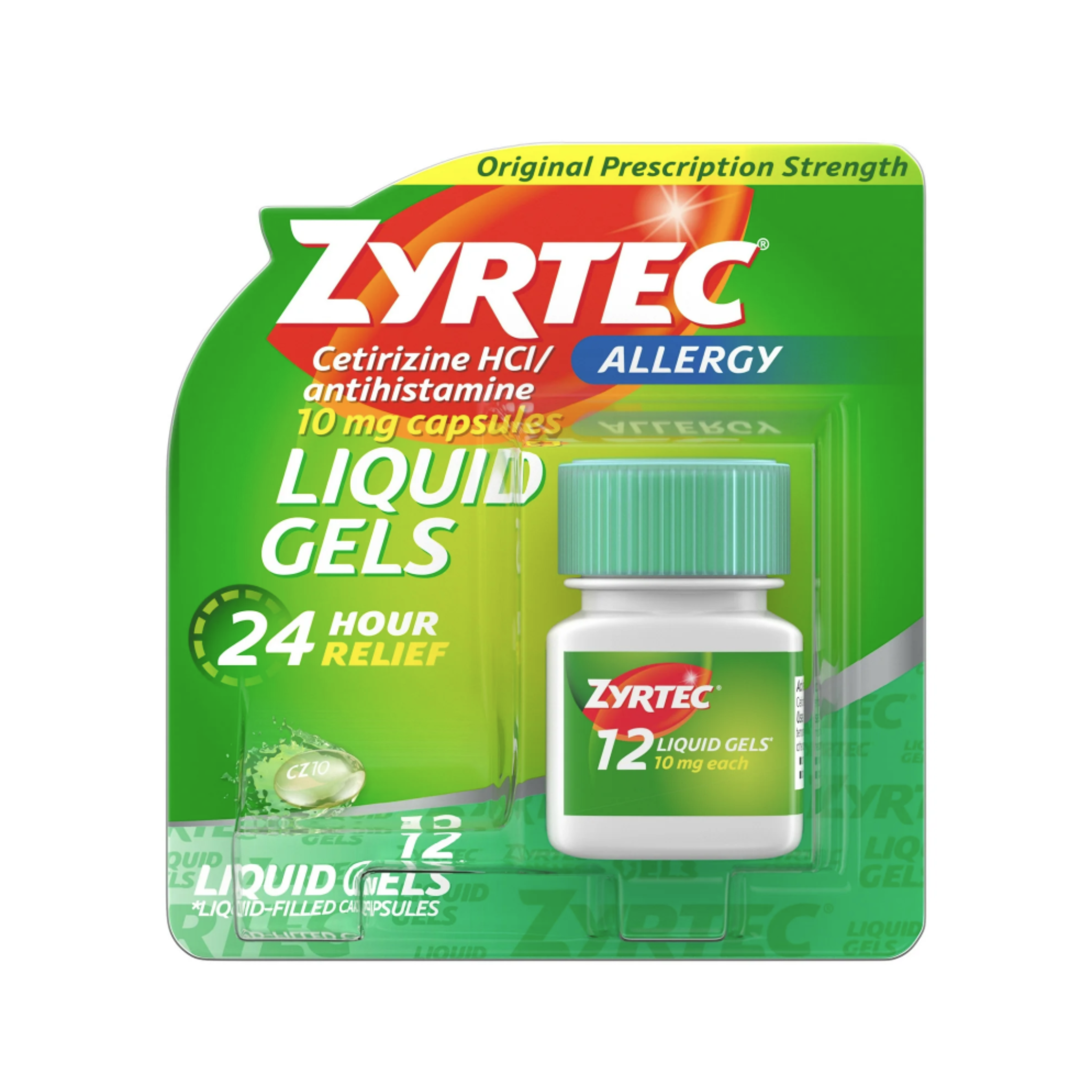 Zyrtec 24 Hour Allergy Relief Liquid Gels, 10 mg Cetirizine HCl, 12 Ct