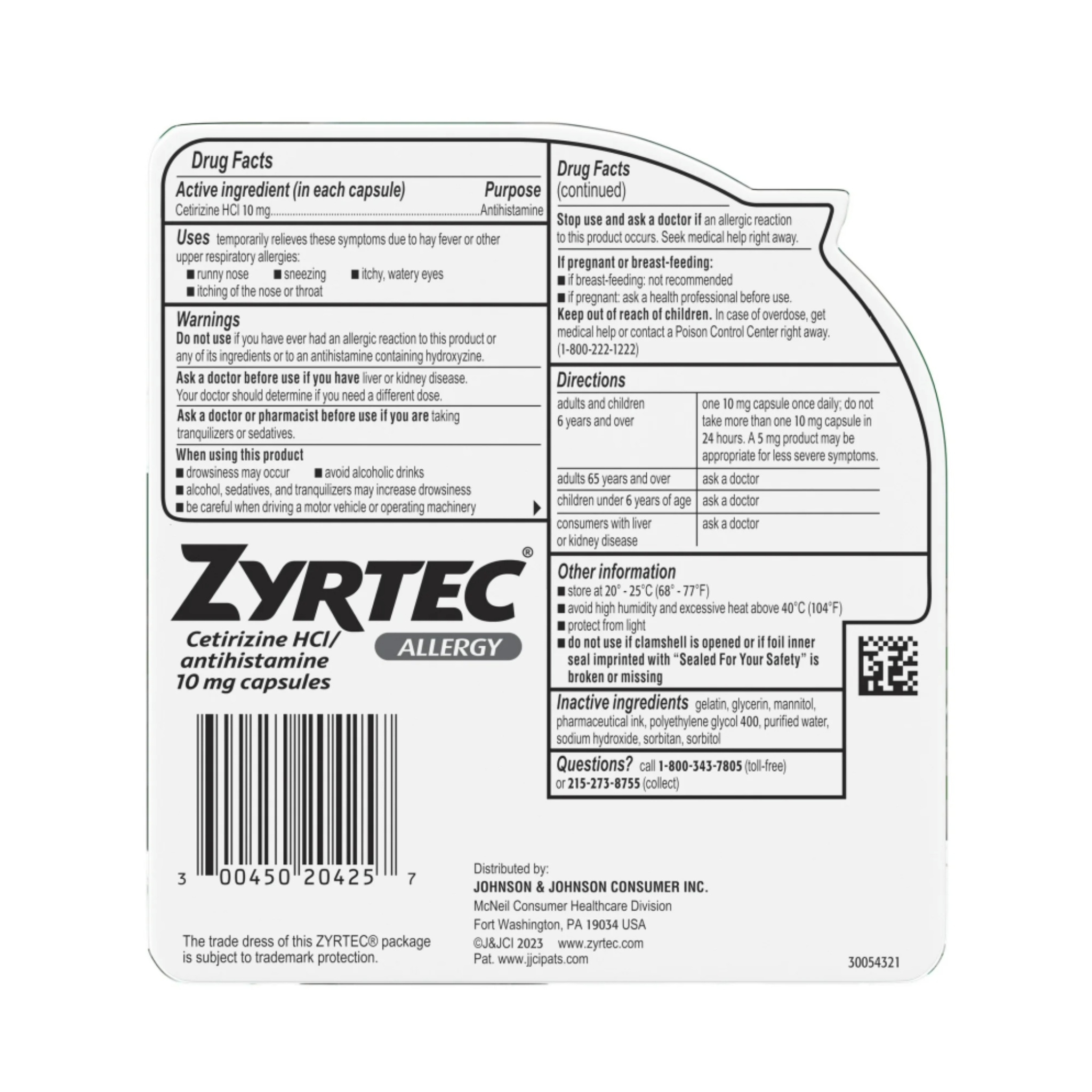 Zyrtec 24 Hour Allergy Relief Liquid Gels, 10 mg Cetirizine HCl, 25 Ct