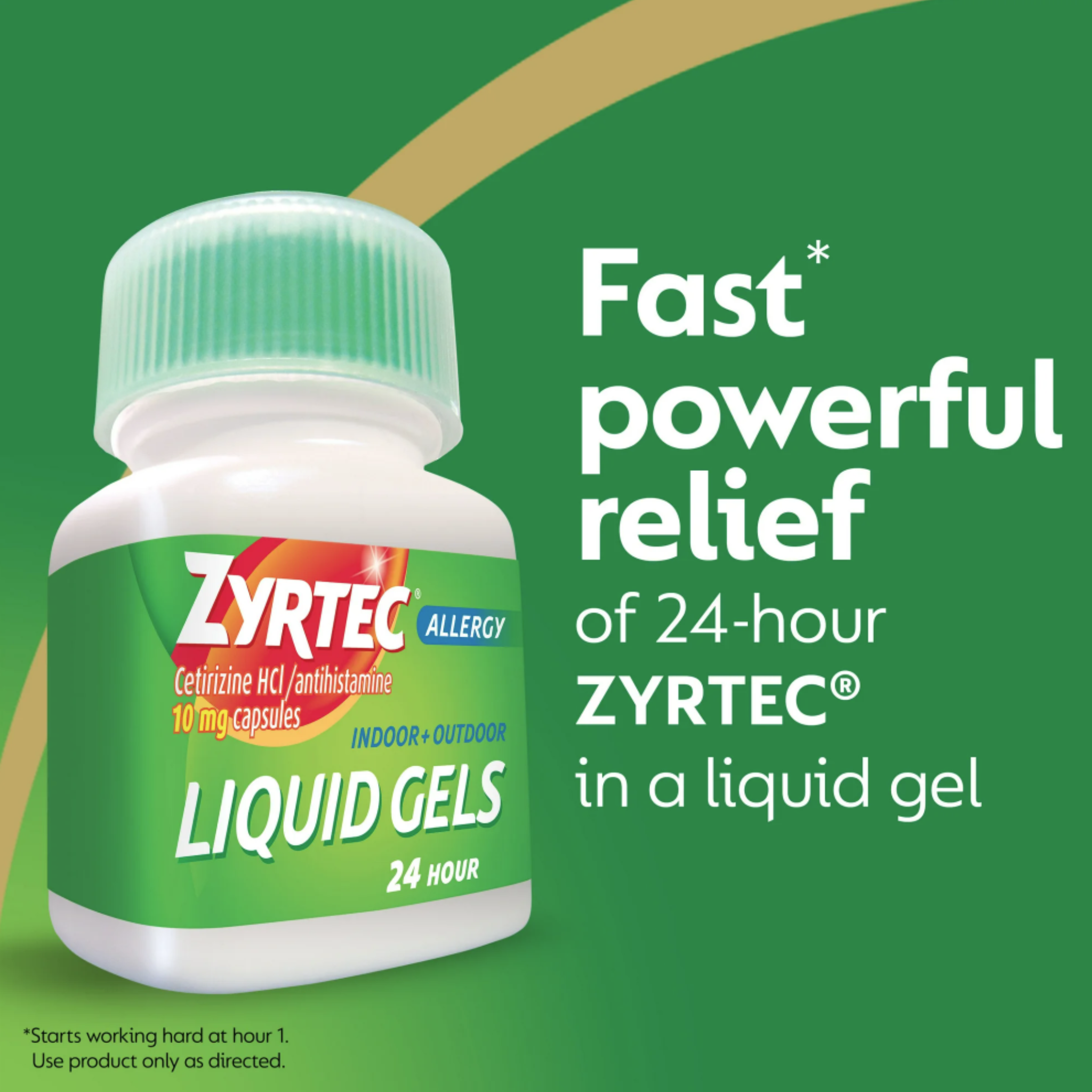 Zyrtec 24 Hour Allergy Relief Liquid Gels, 10 mg Cetirizine HCl, 25 Ct