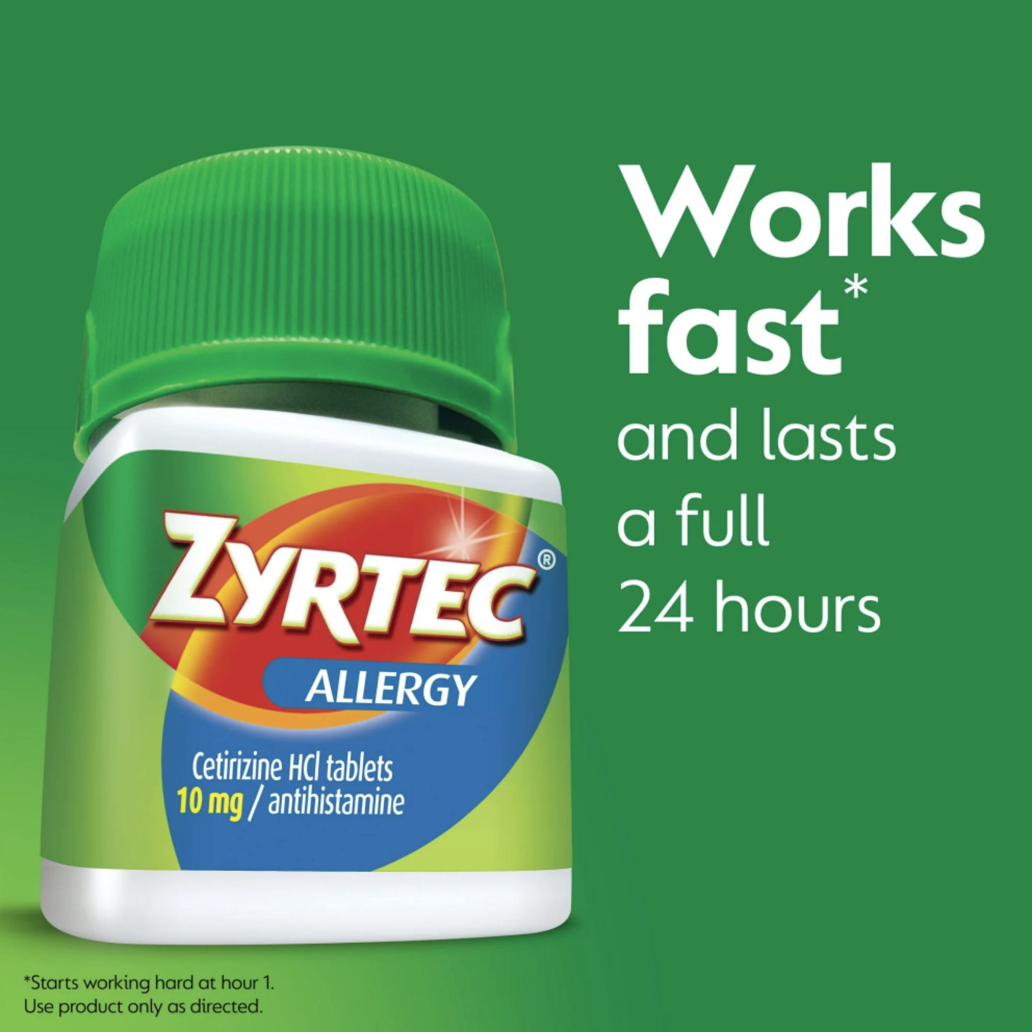 Zyrtec 24 Hour Allergy Relief Tablets with 10 mg Cetirizine HCl, 30 Ct