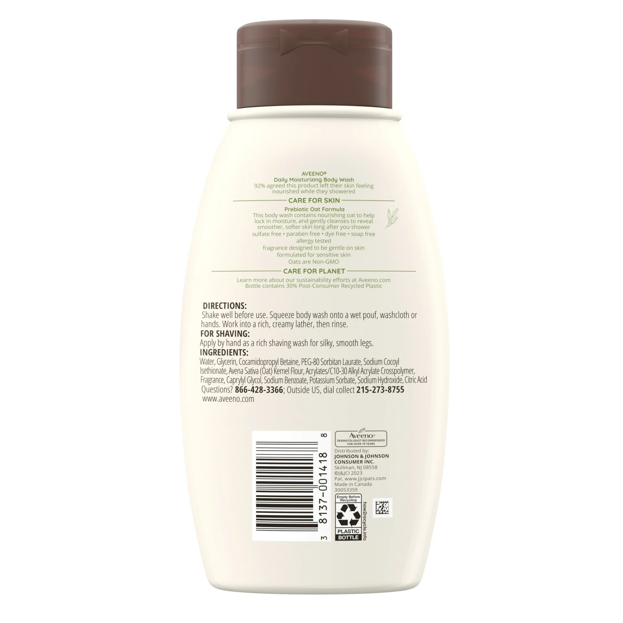 Aveeno, Daily Moisturizing Oat Body Wash, Nourishes Dry Skin, 12 fl. oz