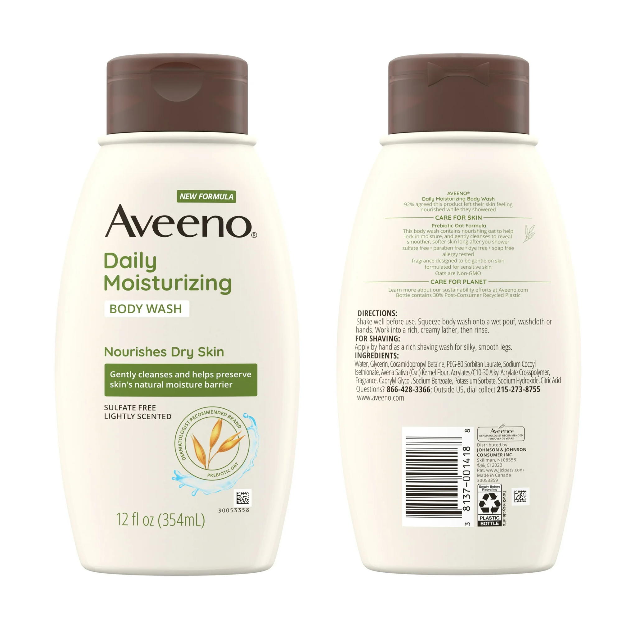 Aveeno, Daily Moisturizing Oat Body Wash, Nourishes Dry Skin, 12 fl. oz