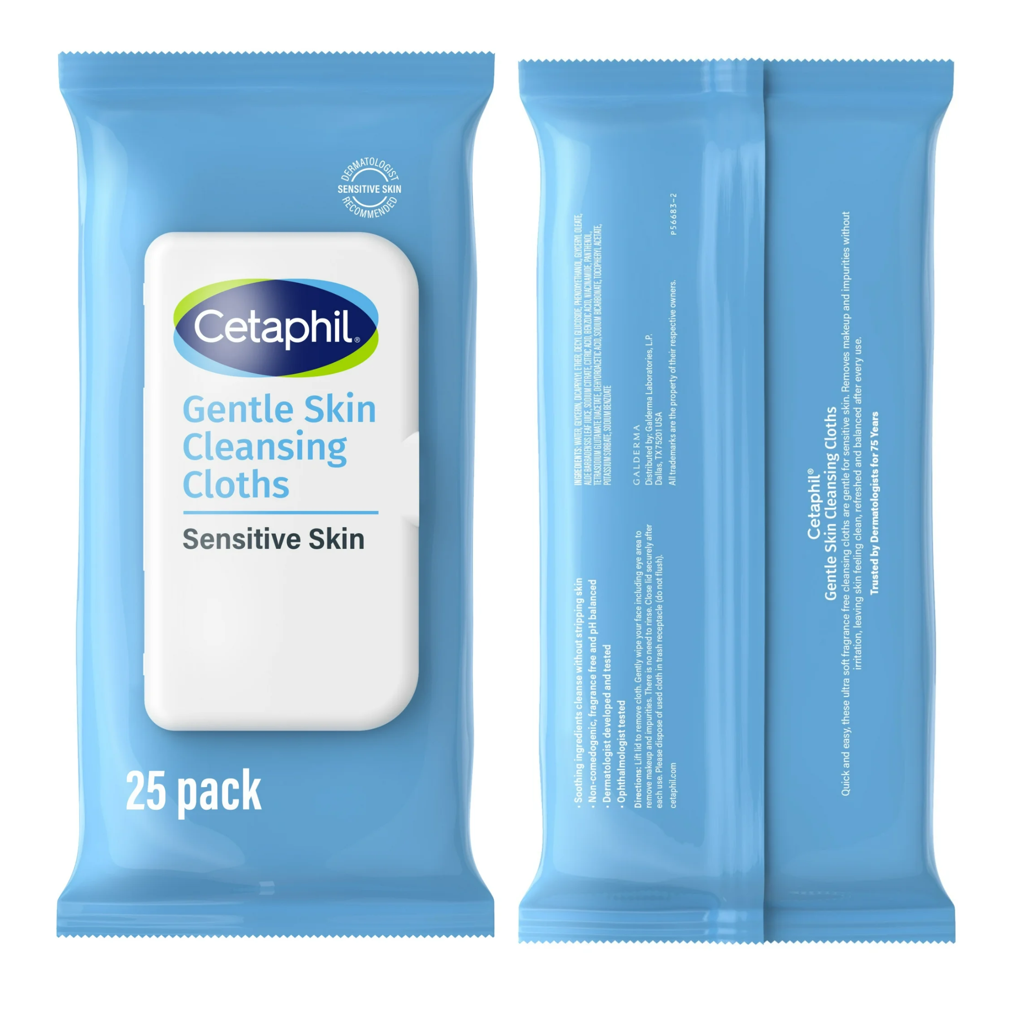 Cetaphil, Gentle Skin Cleansing Cloths, On-the-Go Cleansing Wipes, 25 ct