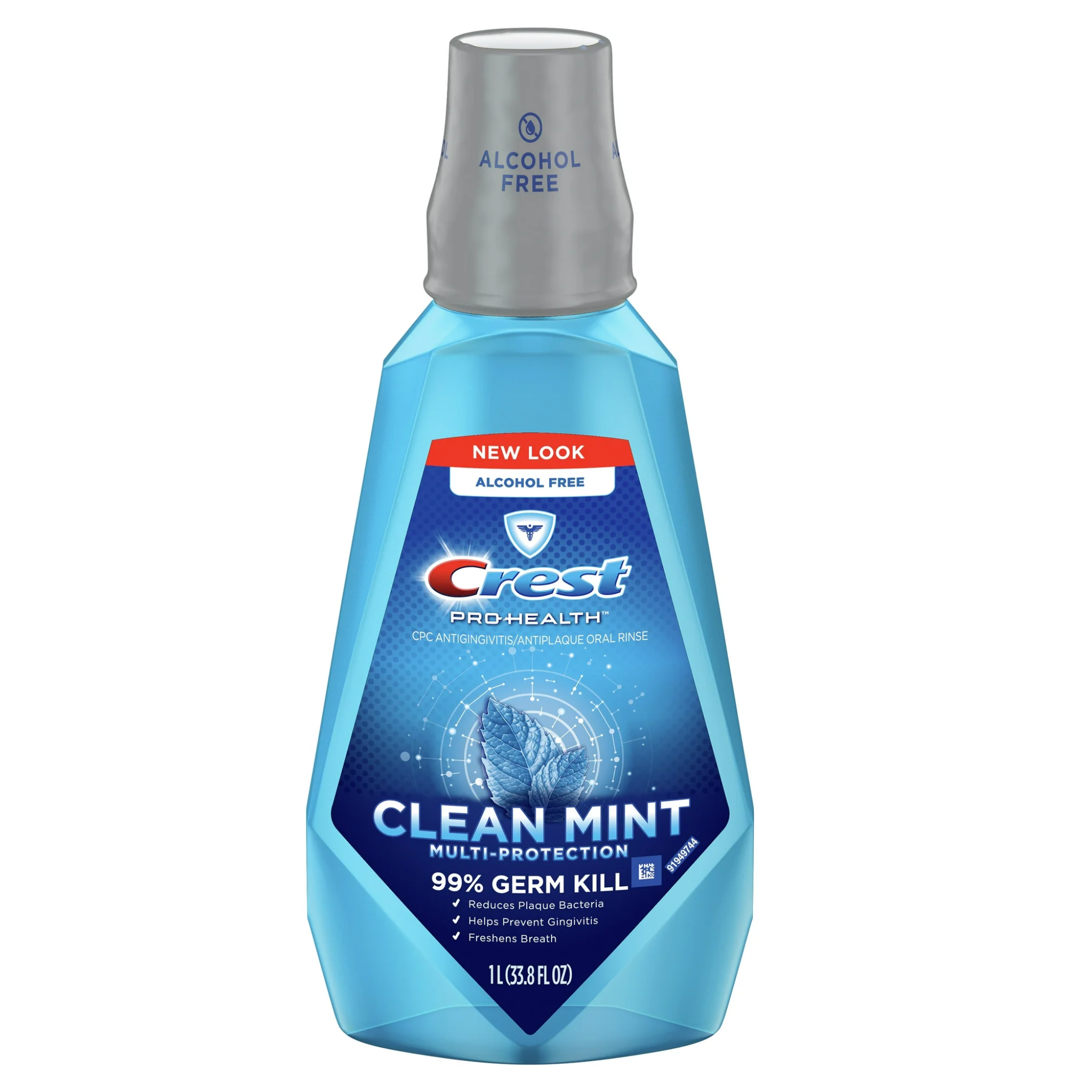 Crest, Pro-Health Alcohol-Free Mouthwash, Clean Mint Flavor, Germ Protection & Fresh Breath, 1 L