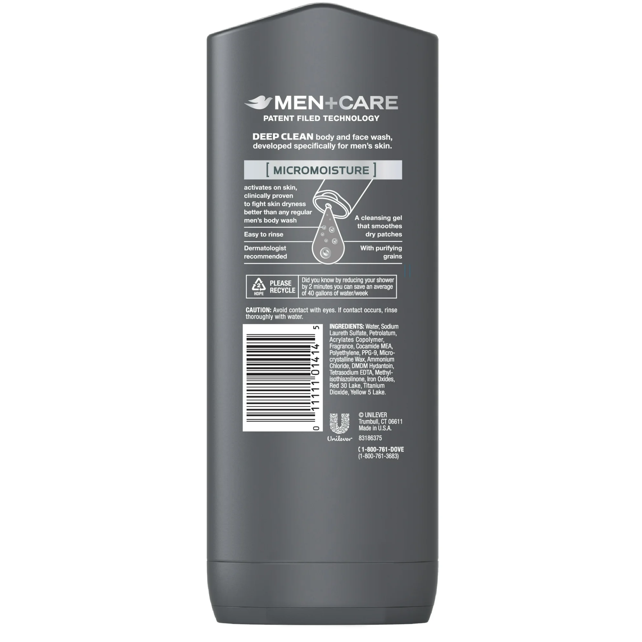 Dove Men+Care®, Aqua Impact Body and Face Wash, Refreshing and Hydrating Cleanser for All Skin Types, 13.5 oz