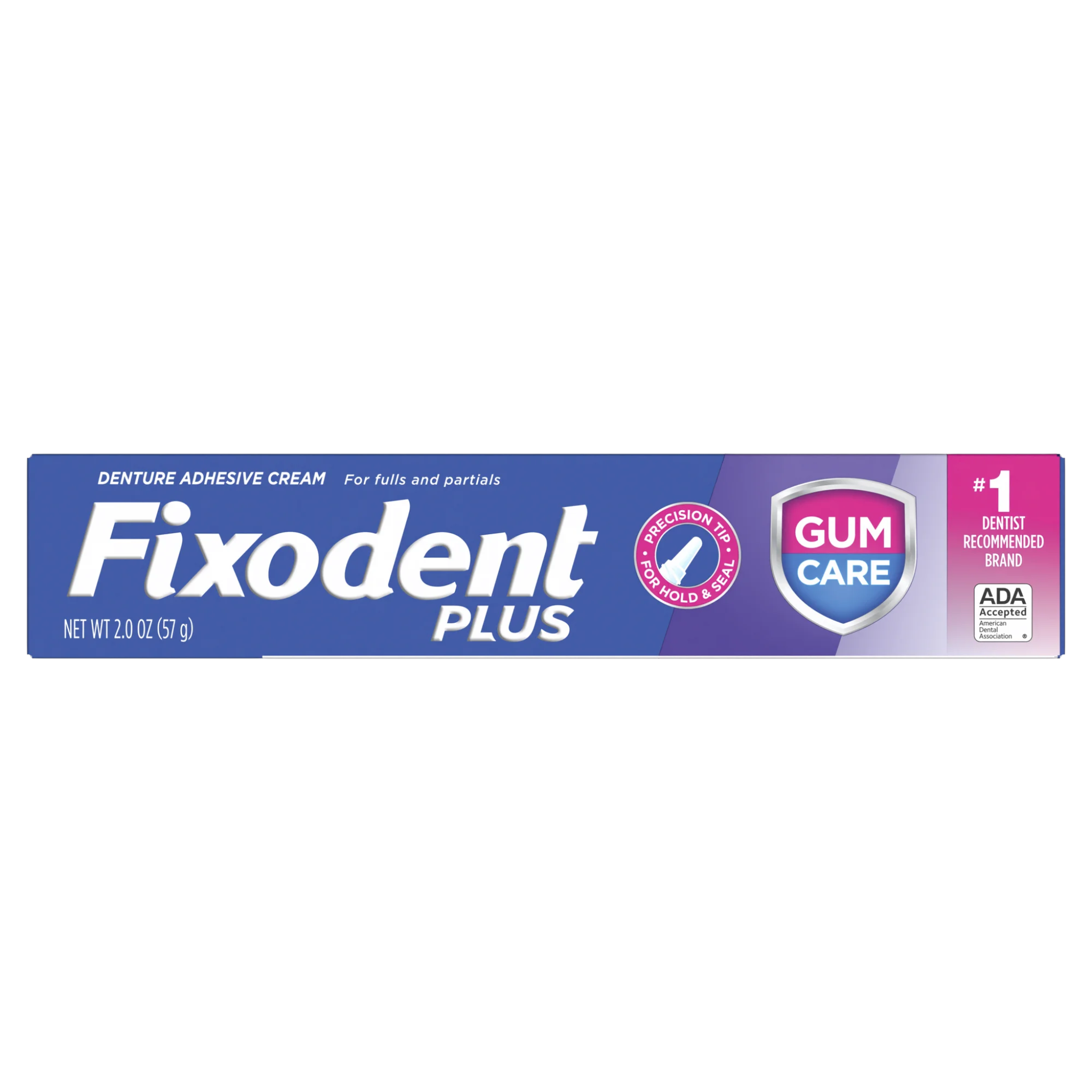 Fixodent, Plus Gum Care Denture Adhesive Cream, Secure Hold for Healthy Gums, 2.0 oz