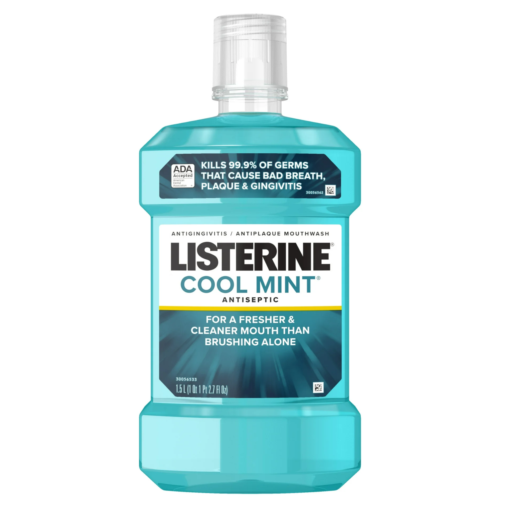 Listerine, Cool Mint Antiseptic Mouthwash, Fights Bad Breath and Plaque, Oral Care Solution, 1.5 Liter