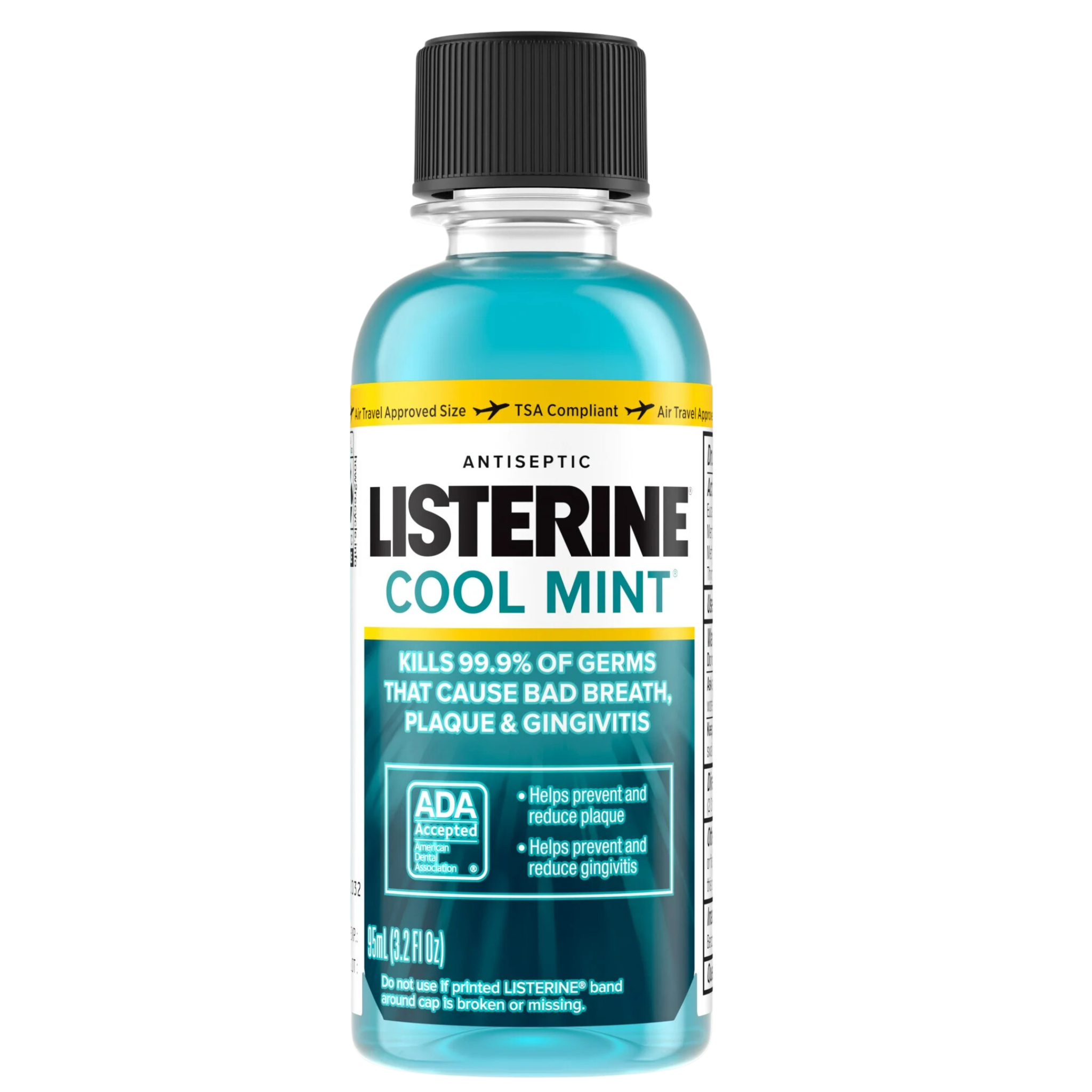 Listerine, Cool Mint Antiseptic Travel Mouthwash, Fights Bad Breath and Promotes Oral Hygiene, 3.2 oz