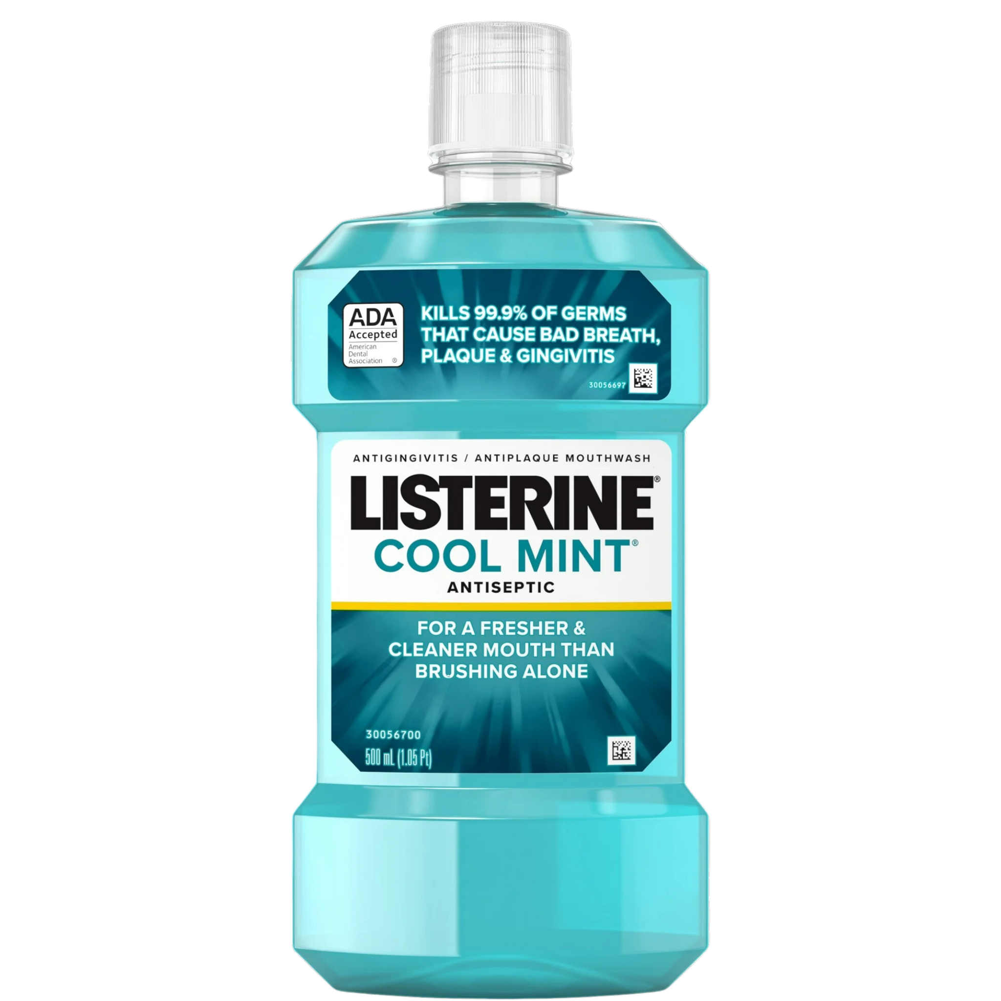 Listerine, Cool Mint Antiseptic Mouthwash, Fights Bad Breath and Plaque, Oral Care Solution, 500 mL