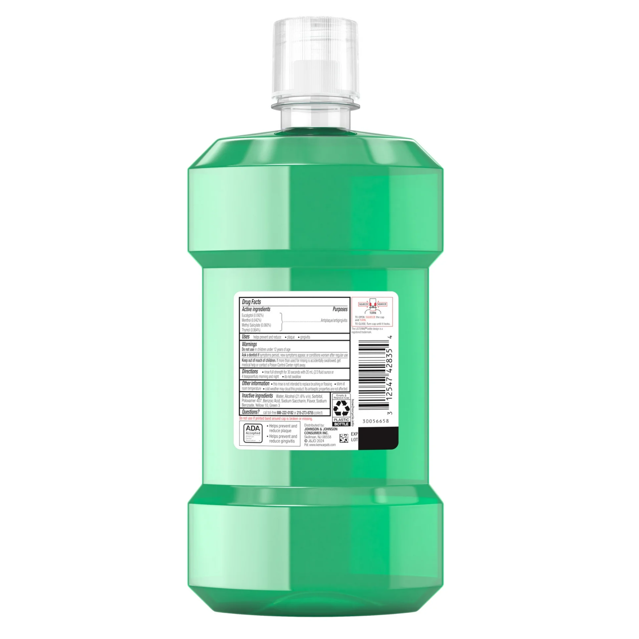 Listerine, Freshburst Antiseptic Mouthwash, Mint Flavor for Oral Care, 1 L