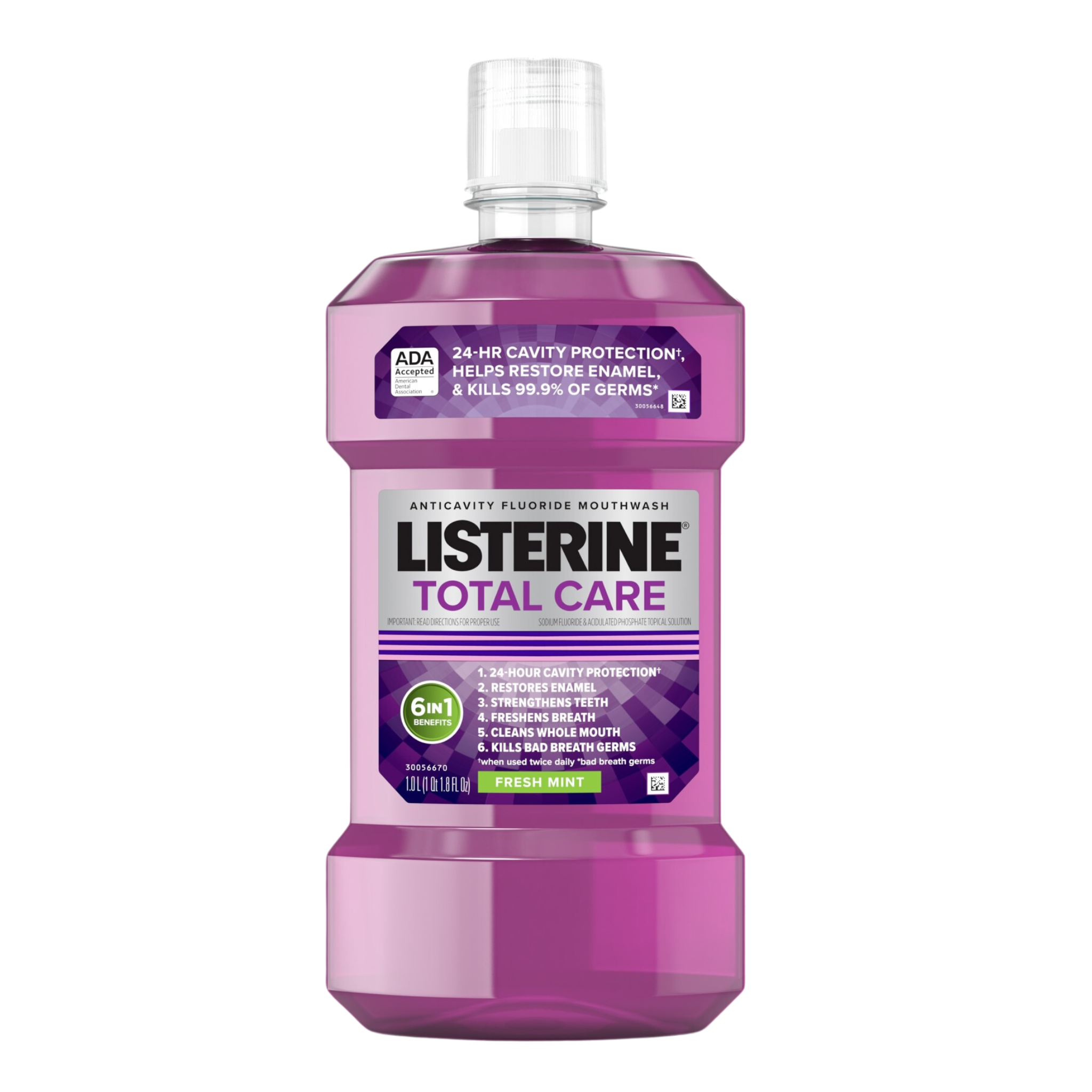 Listerine, Total Care Anticavity Fluoride Mouthwash, Fresh Mint, 1 L