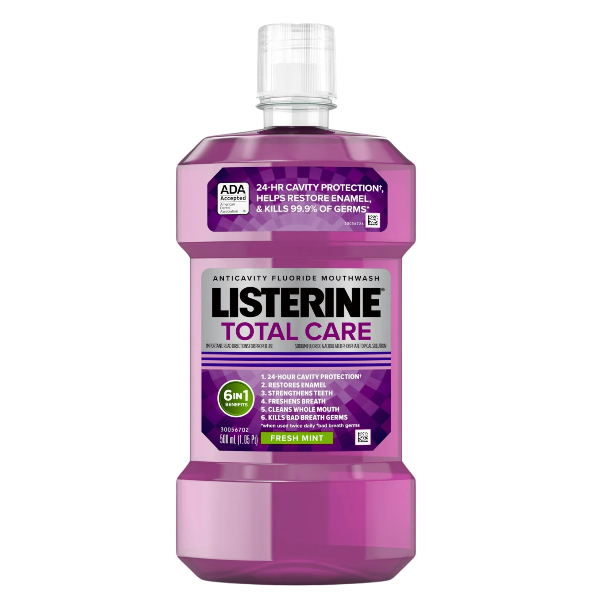 Listerine, Total Care Anticavity Fluoride Mouthwash, Fresh Mint, 500 mL