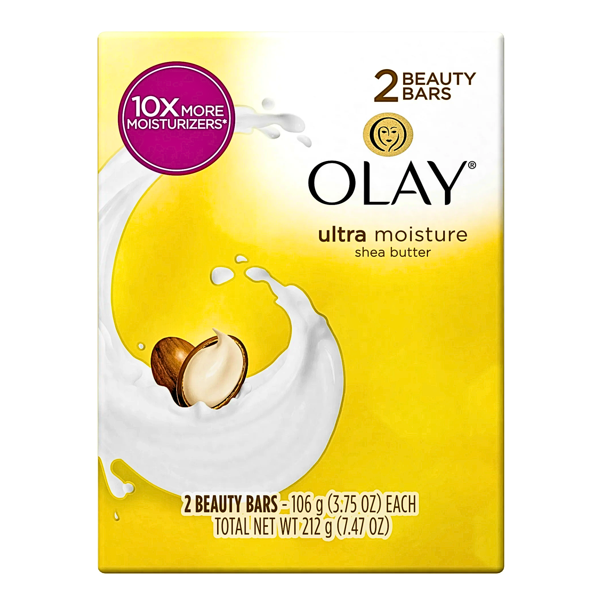 Olay, Moisture Outlast Ultra Moisture Shea Butter Beauty Bar, Deeply Moisturizing for Dry Skin, Vitamin B3 Complex, 3.75 oz, 2 Count