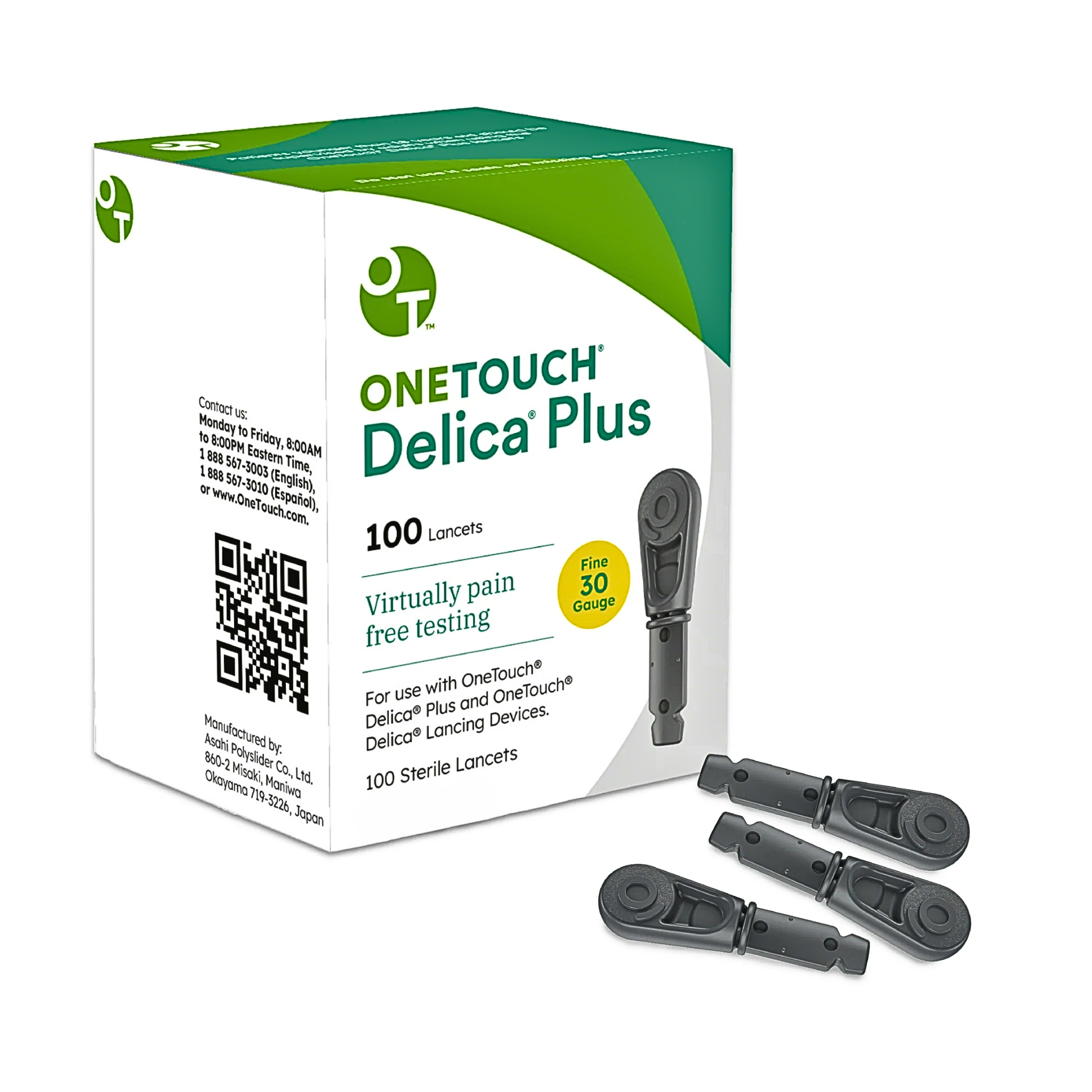 OneTouch, Delica Plus Lancets, Fine 30-Gauge for Smooth Blood Sampling, 100 Count