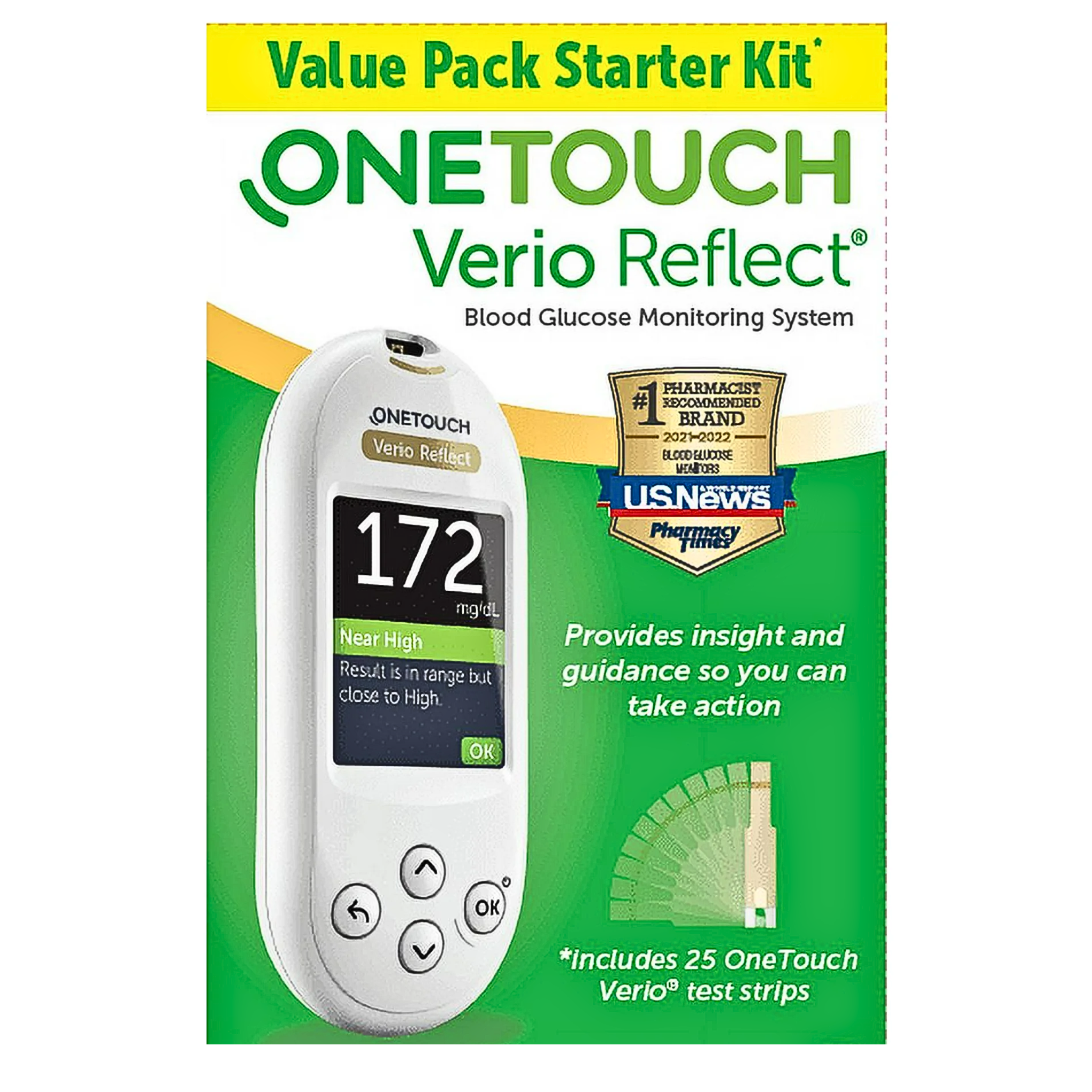 OneTouch, Verio Reflect Value Pack, Smart Blood Glucose Monitoring System with Enhanced Tracking