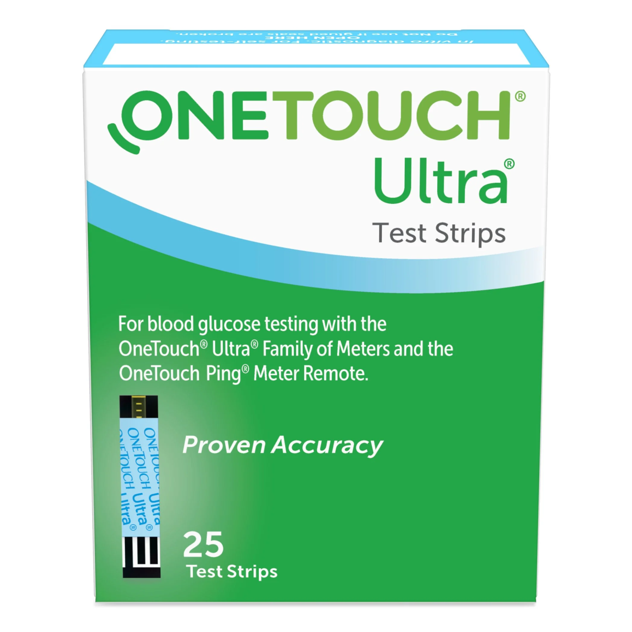 OneTouch, Ultra Blue Test Strips, Accurate Blood Glucose Monitoring for Diabetes, 25 Count