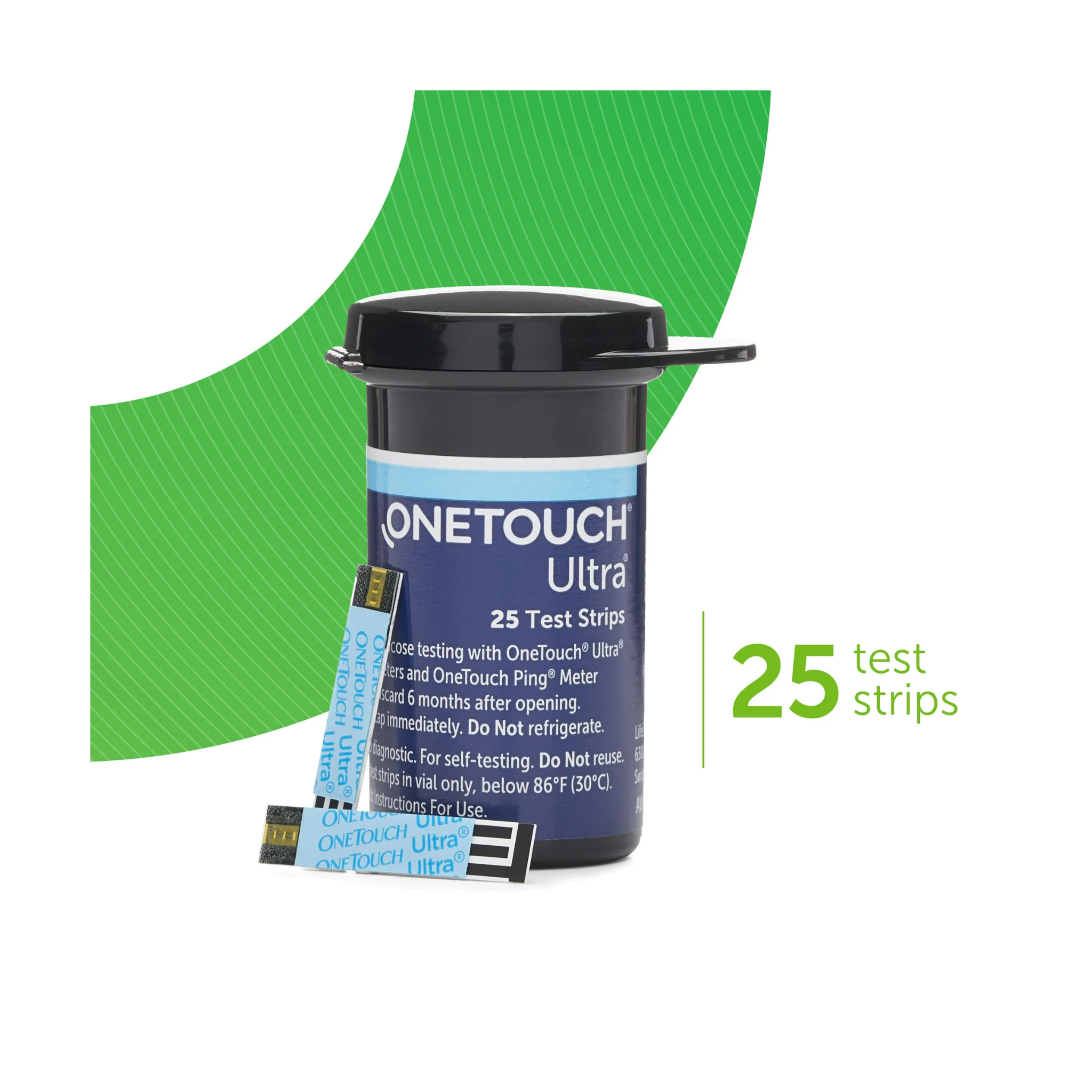 OneTouch, Ultra Blue Test Strips, Accurate Blood Glucose Monitoring for Diabetes, 25 Count