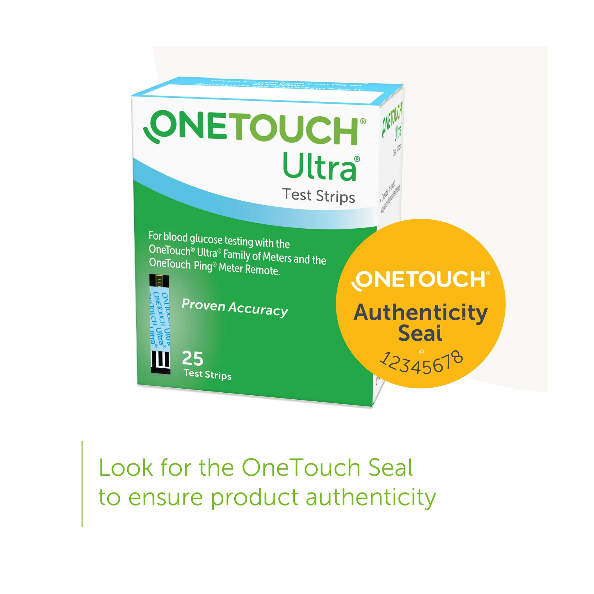 OneTouch, Ultra Blue Test Strips, Accurate Blood Glucose Monitoring for Diabetes, 25 Count