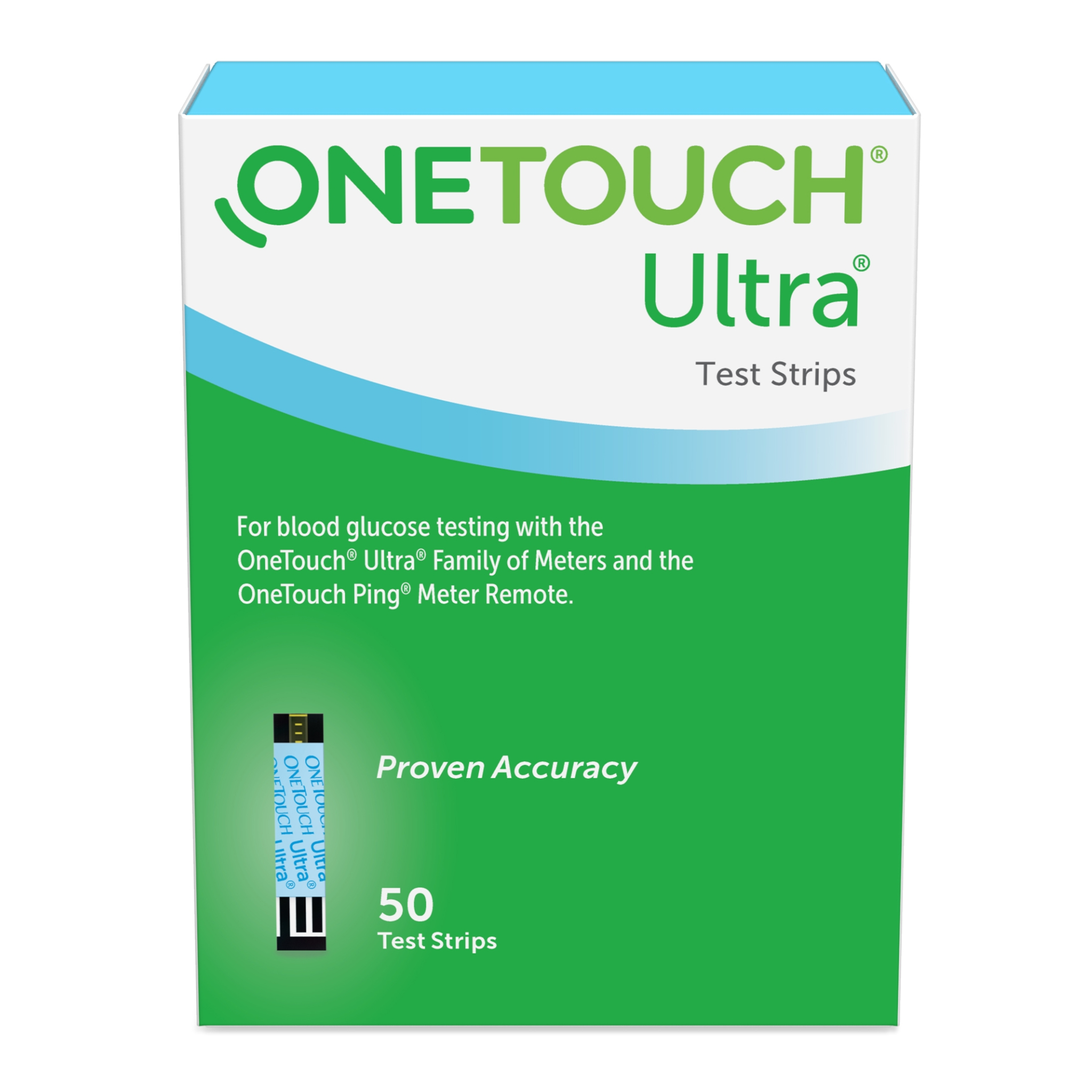 OneTouch, Ultra Blue Test Strips, Accurate Blood Glucose Monitoring for Diabetes, 50 Count