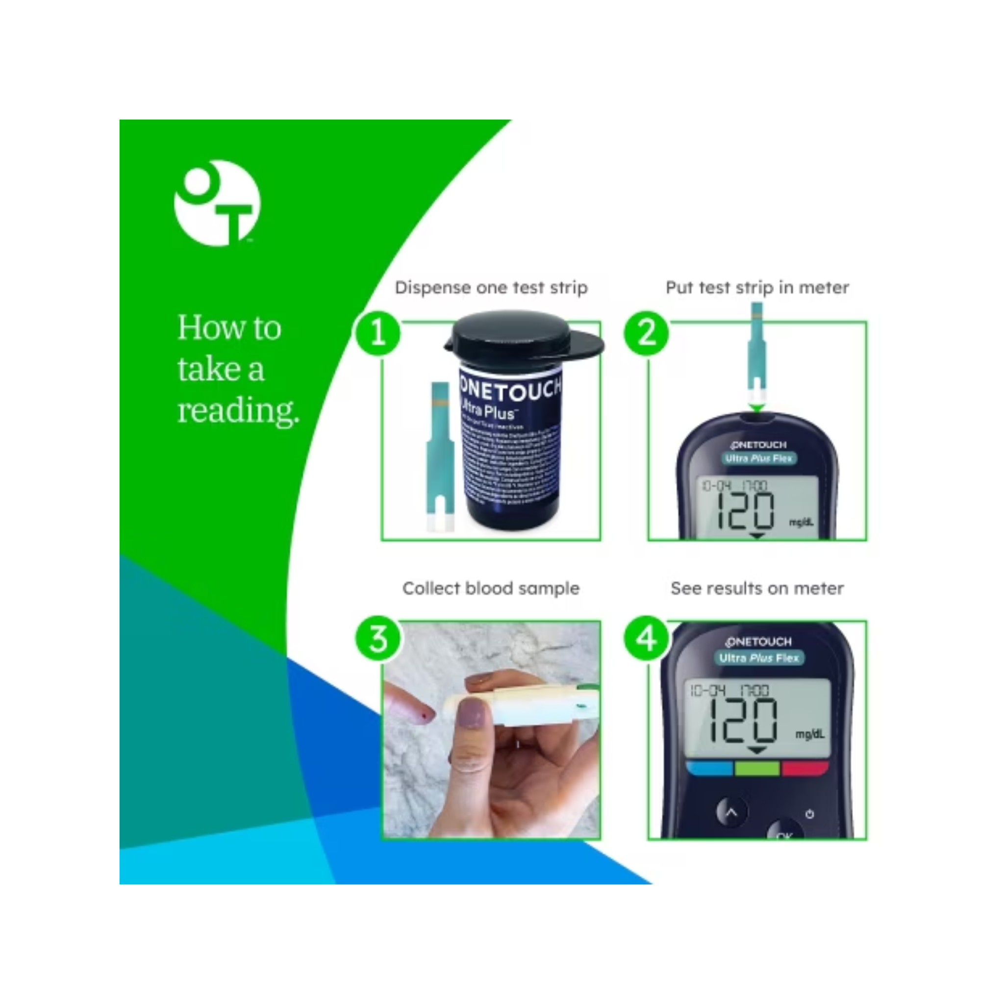 OneTouch, Ultra Plus Flex Meter, Accurate & Easy Blood Glucose Monitoring with Bluetooth Connectivity