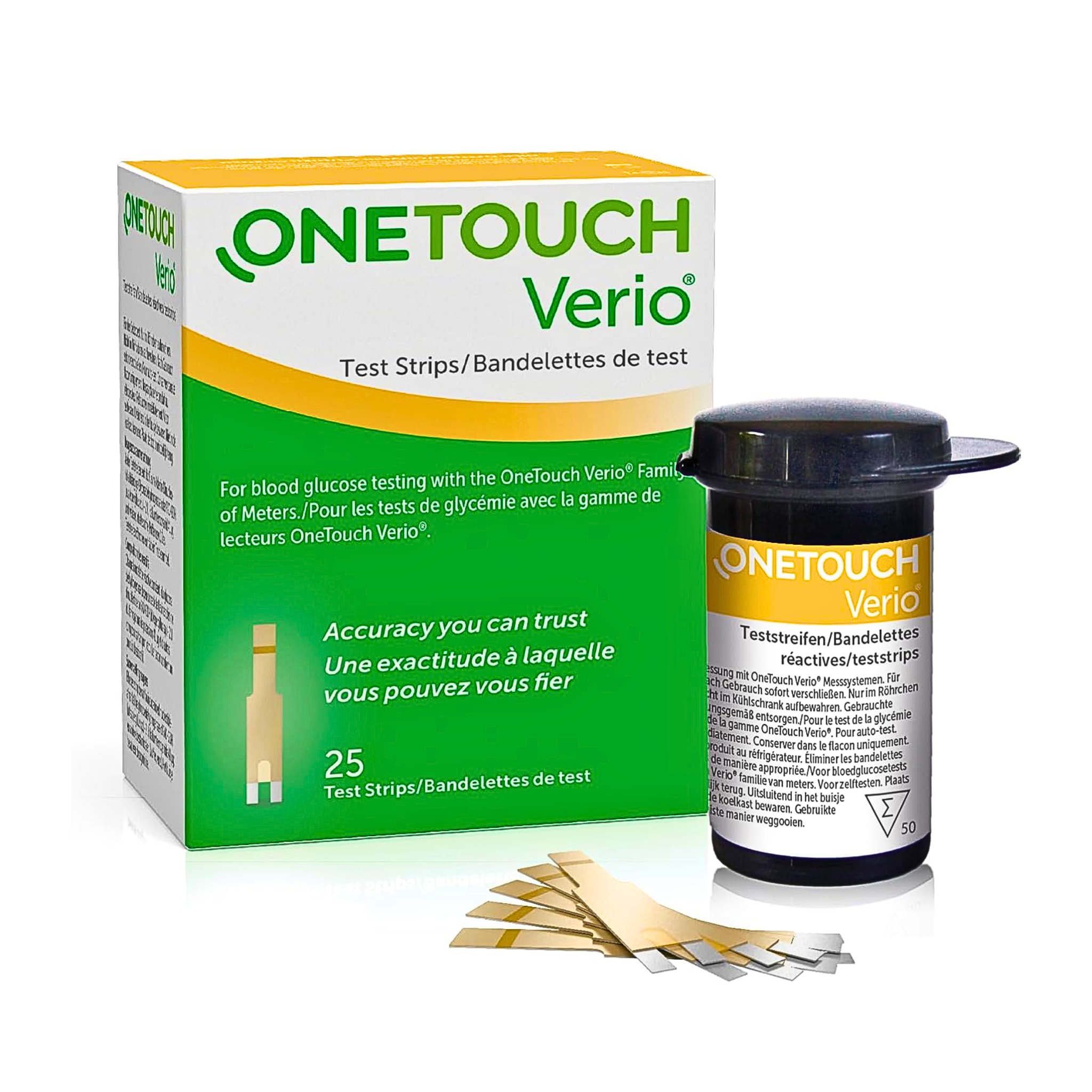 OneTouch, Verio Blood Glucose Test Strips, Accurate & Reliable Diabetes Testing, 25 Count