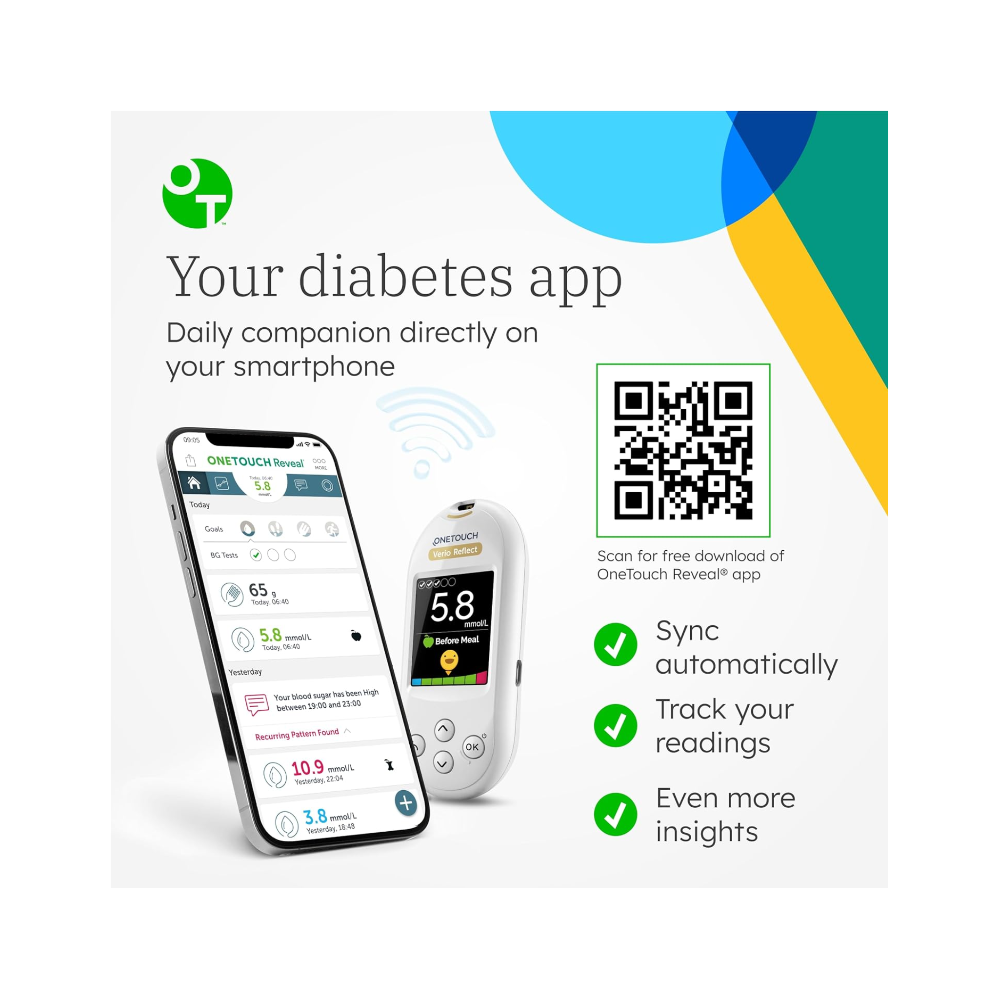 OneTouch, Verio Blood Glucose Test Strips, Accurate & Reliable Diabetes Testing, 25 Count