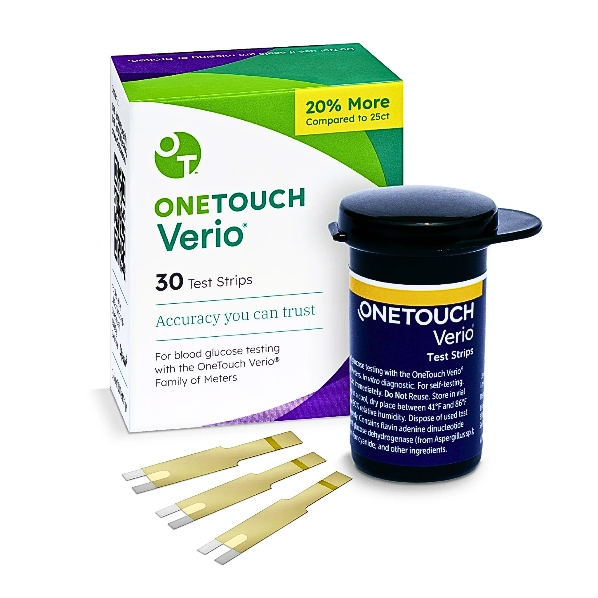 OneTouch, Verio Test Strips, Reliable Blood Glucose Monitoring for Diabetes, 30 Count