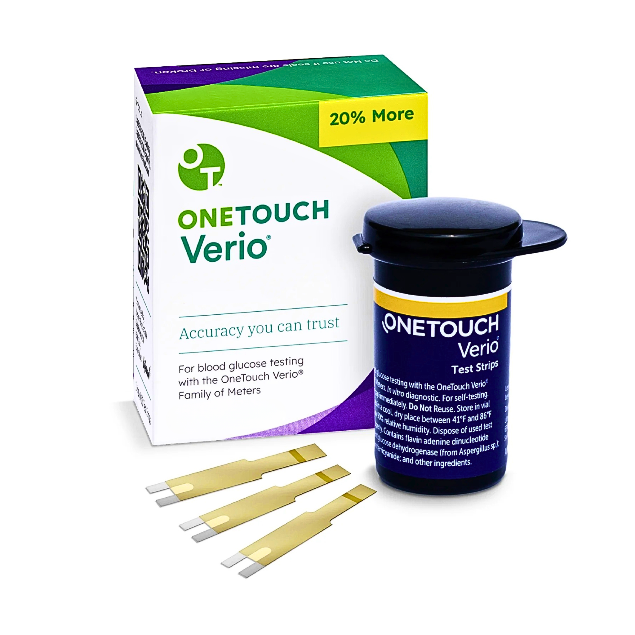 OneTouch, Verio Test Strips, Accurate Blood Glucose Monitoring for Diabetes, 50 Count