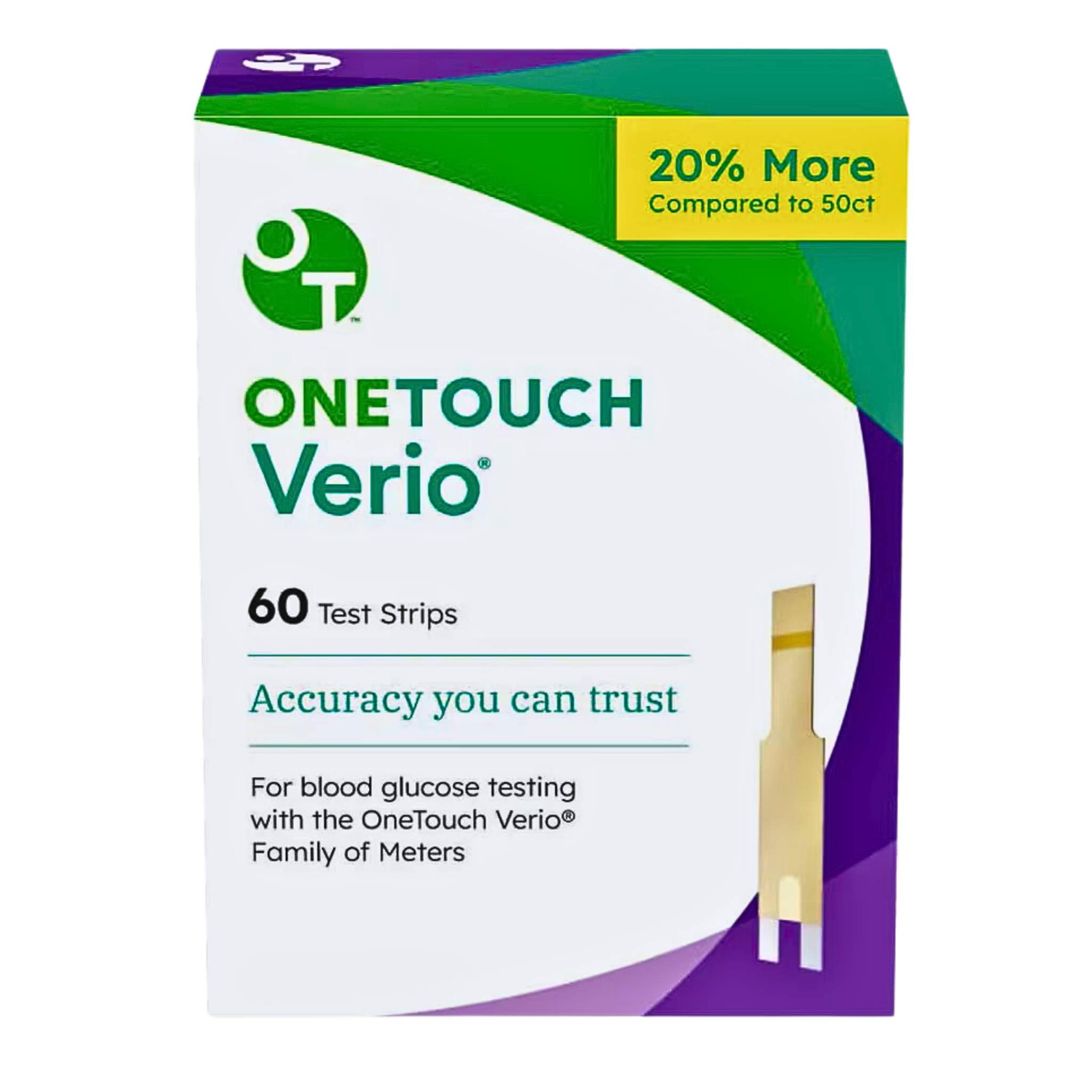 OneTouch, Verio Diabetic Test Strips, Accurate Blood Sugar Monitoring for Diabetes, 60 Count