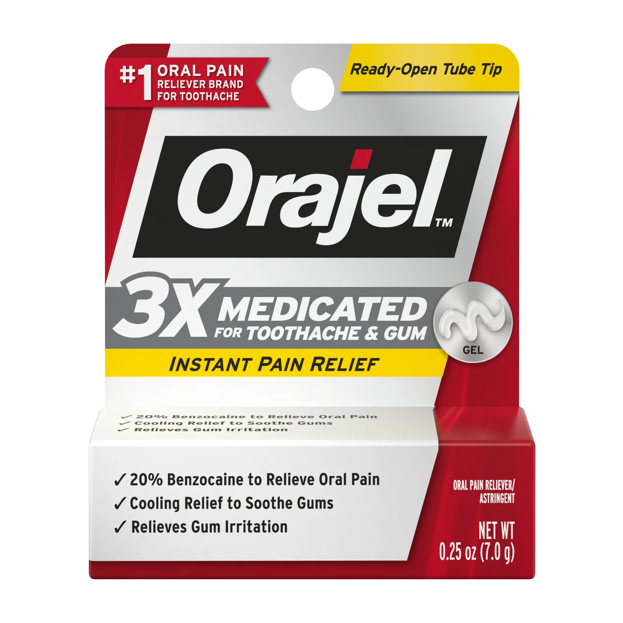 Orajel, Maximum Strength Toothache Pain Relief Gel, Fast-Acting Oral Pain Relief, 0.25 oz