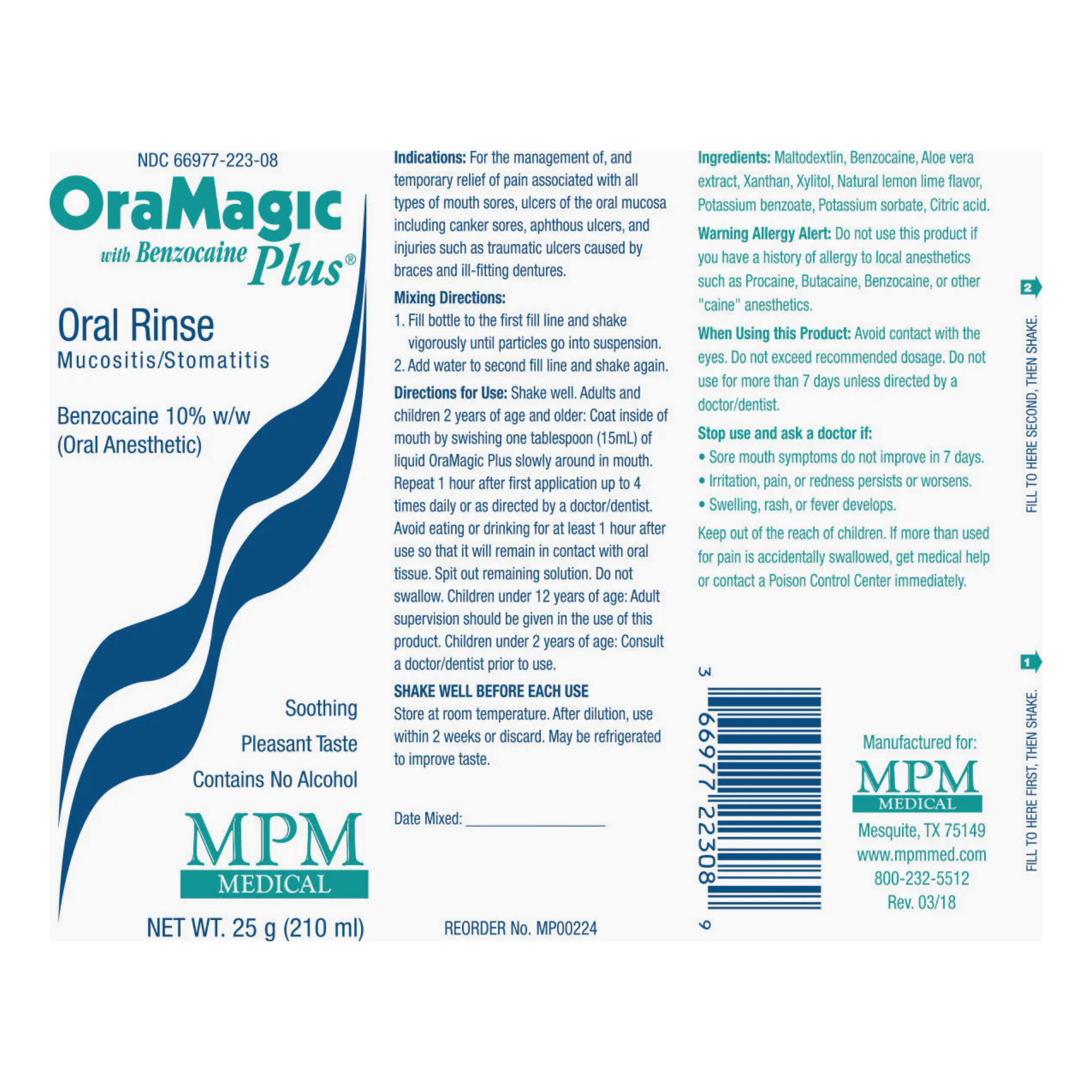 OraMagic Plus, Oral Wound Rinse, Soothing Relief for Mouth Sores and Irritations, 210 mL