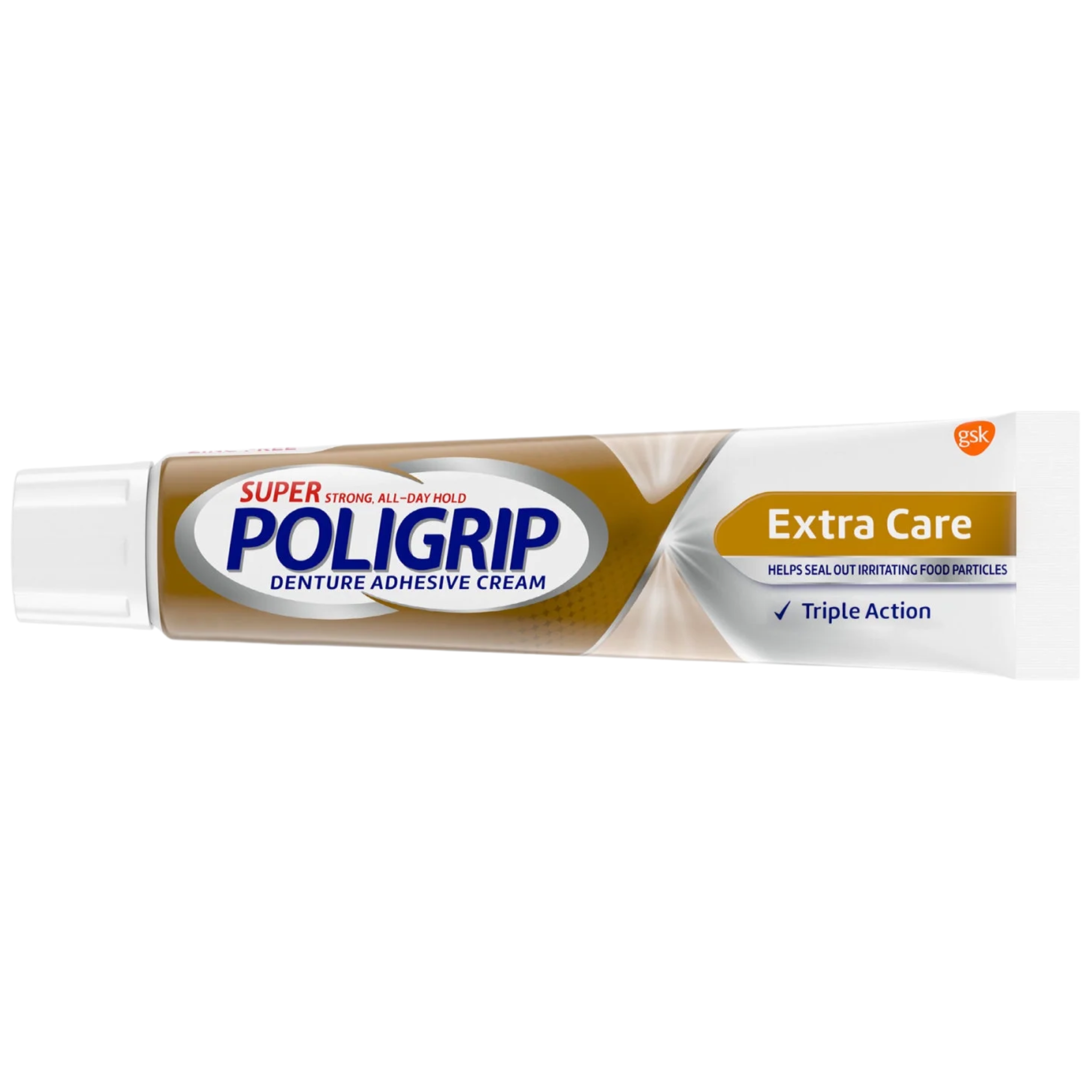 Super Poligrip, Extra Care Zinc-Free Denture and Partials Adhesive Cream, Secure and Gentle Fit for Adults, 2.2 oz