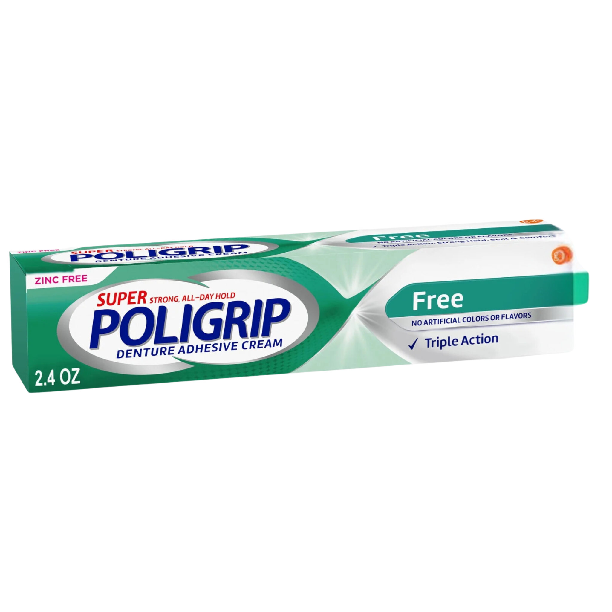 Super Poligrip, Additive-Free and Zinc-Free Denture Adhesive Cream for Partials and Full Dentures, 2.4 oz