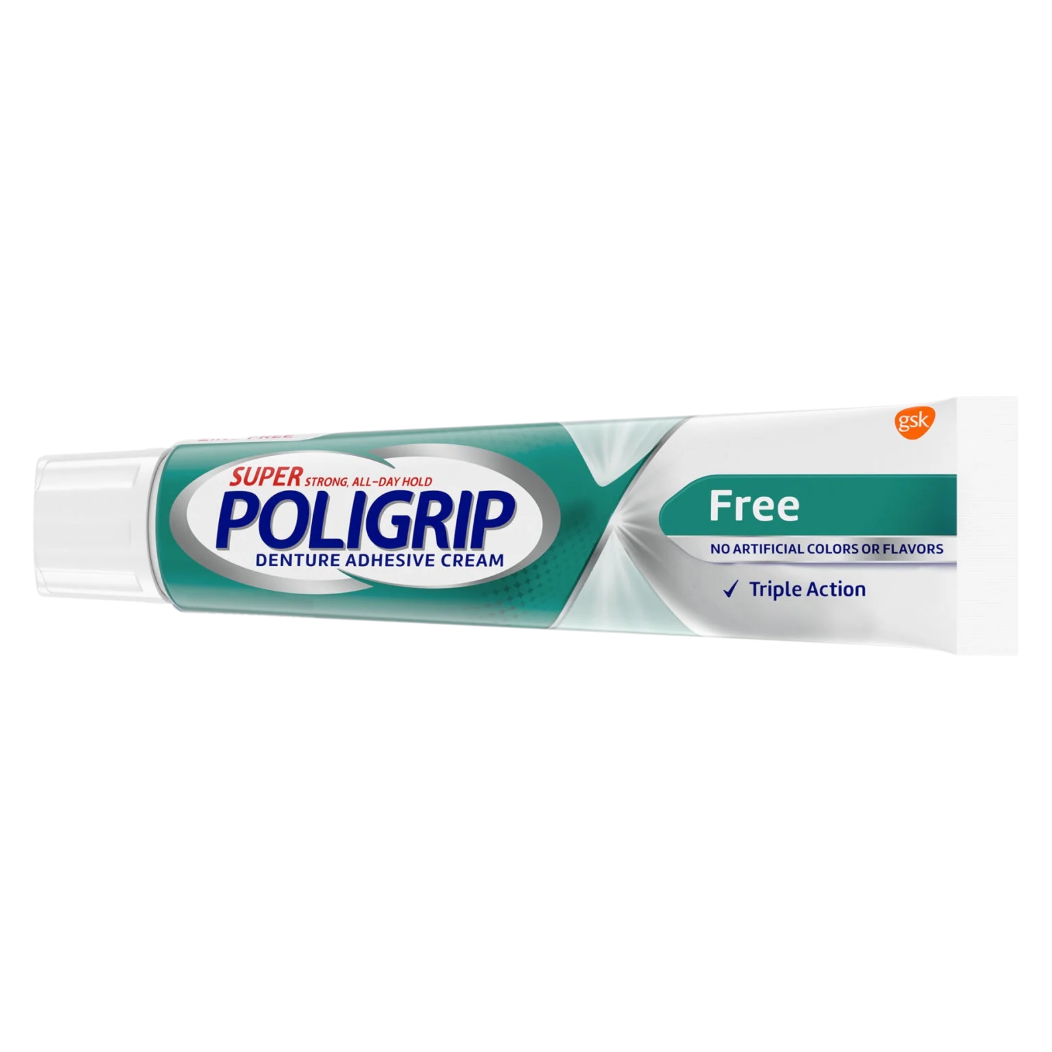 Super Poligrip, Additive-Free and Zinc-Free Denture Adhesive Cream for Partials and Full Dentures, 2.4 oz