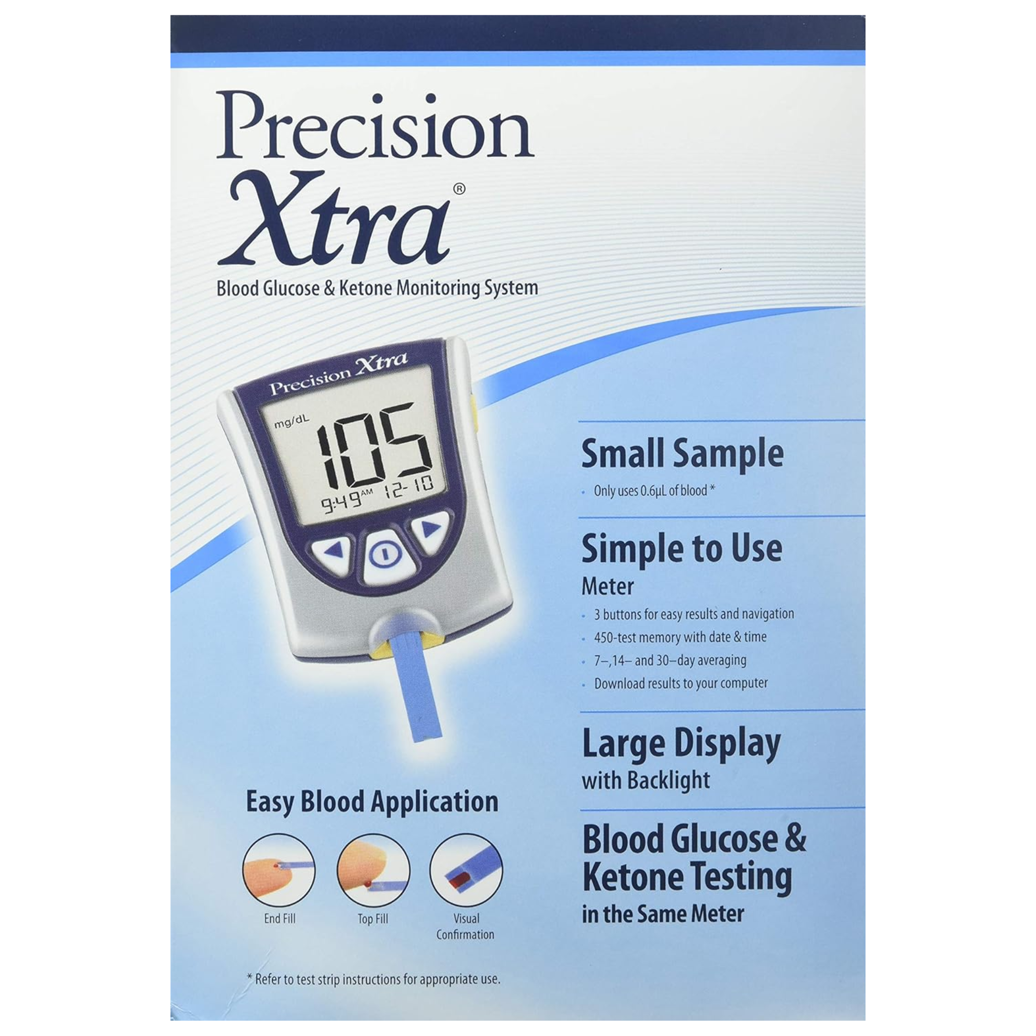 Precision, Xtra Blood Glucose Monitoring System, Dual Glucose & Ketone Testing for Accurate Diabetes Management