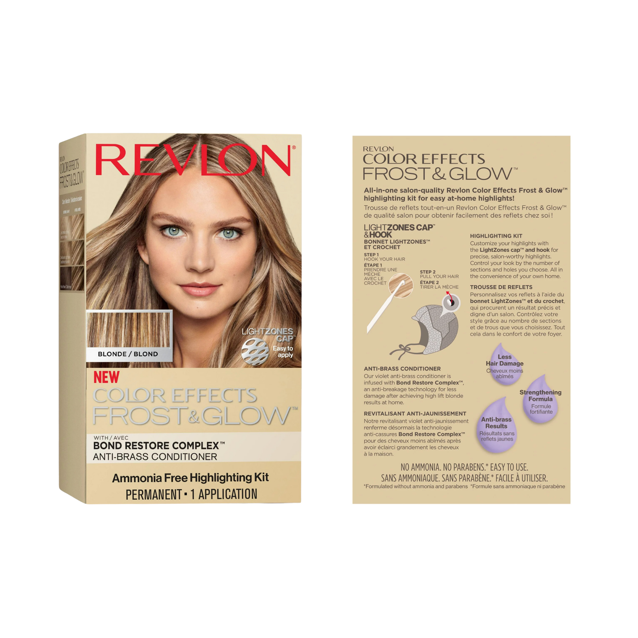 Revlon, Color Effects Frost and Glow, Ammonia-Free Permanent Hair Color, 20 Blonde, Gorgeous Highlights & Radiant Shine, 1 Kit