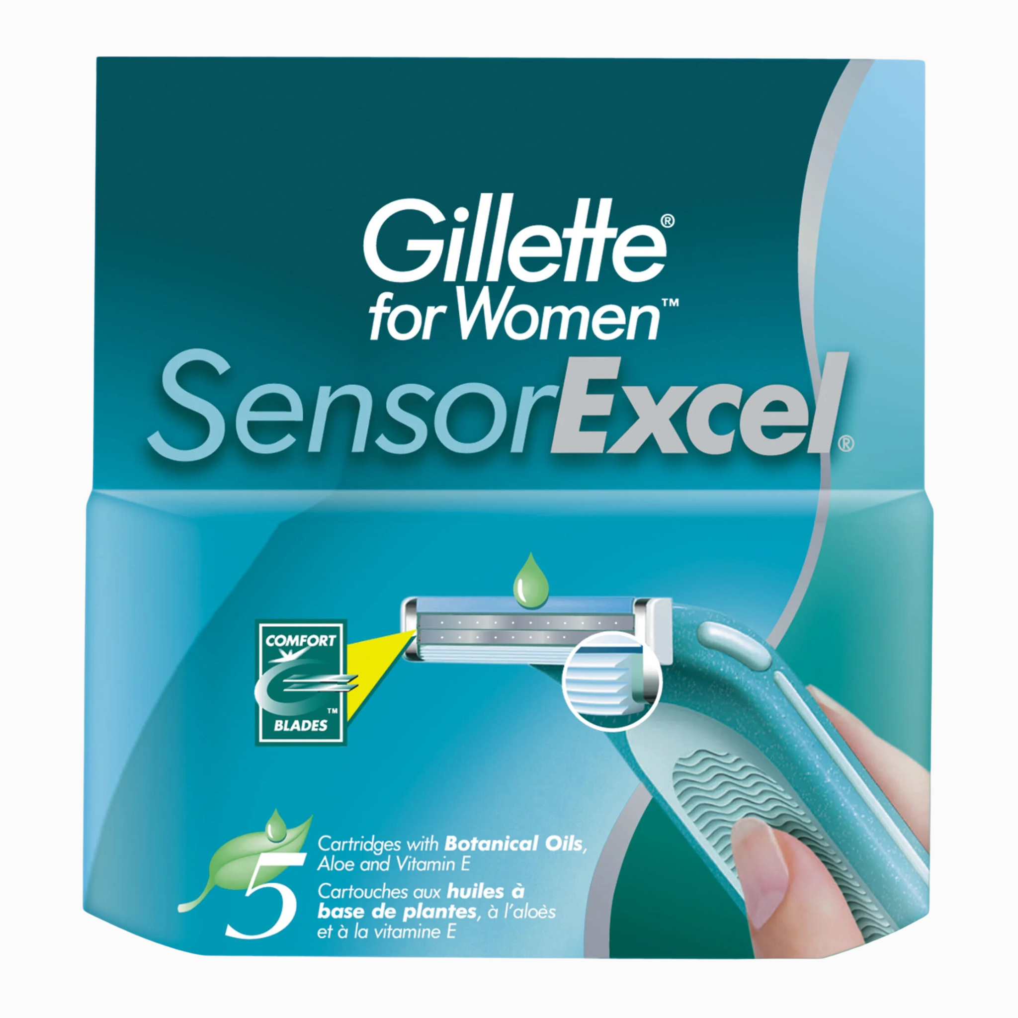 Gillette, Sensor Excel Razor Blade Cartridges for Women, Smooth and Comfortable Shave, 5 Count