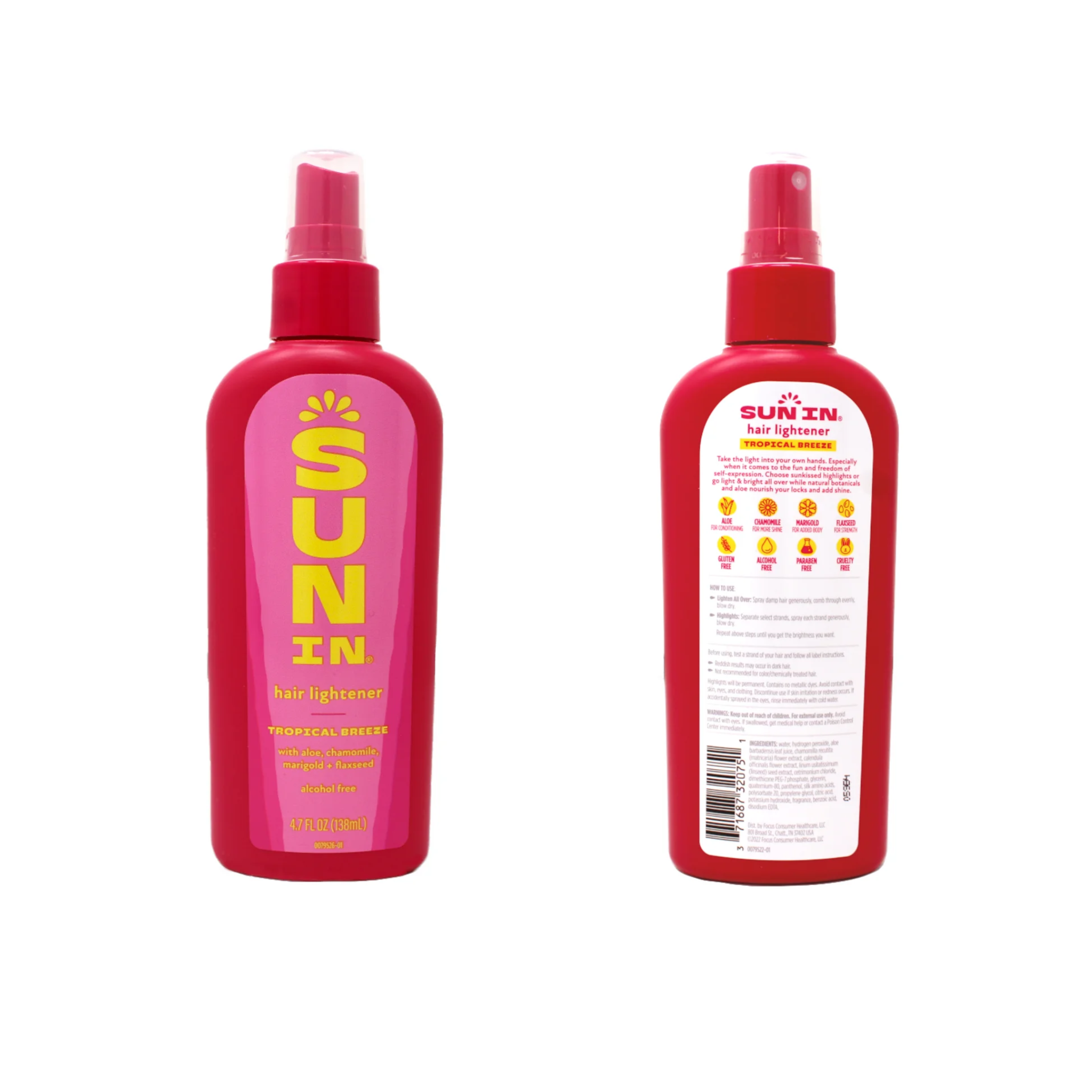 Sun In, Hair Lightener, Tropical Breeze, Alcohol-Free Formula for Natural Highlights, 4.7 oz