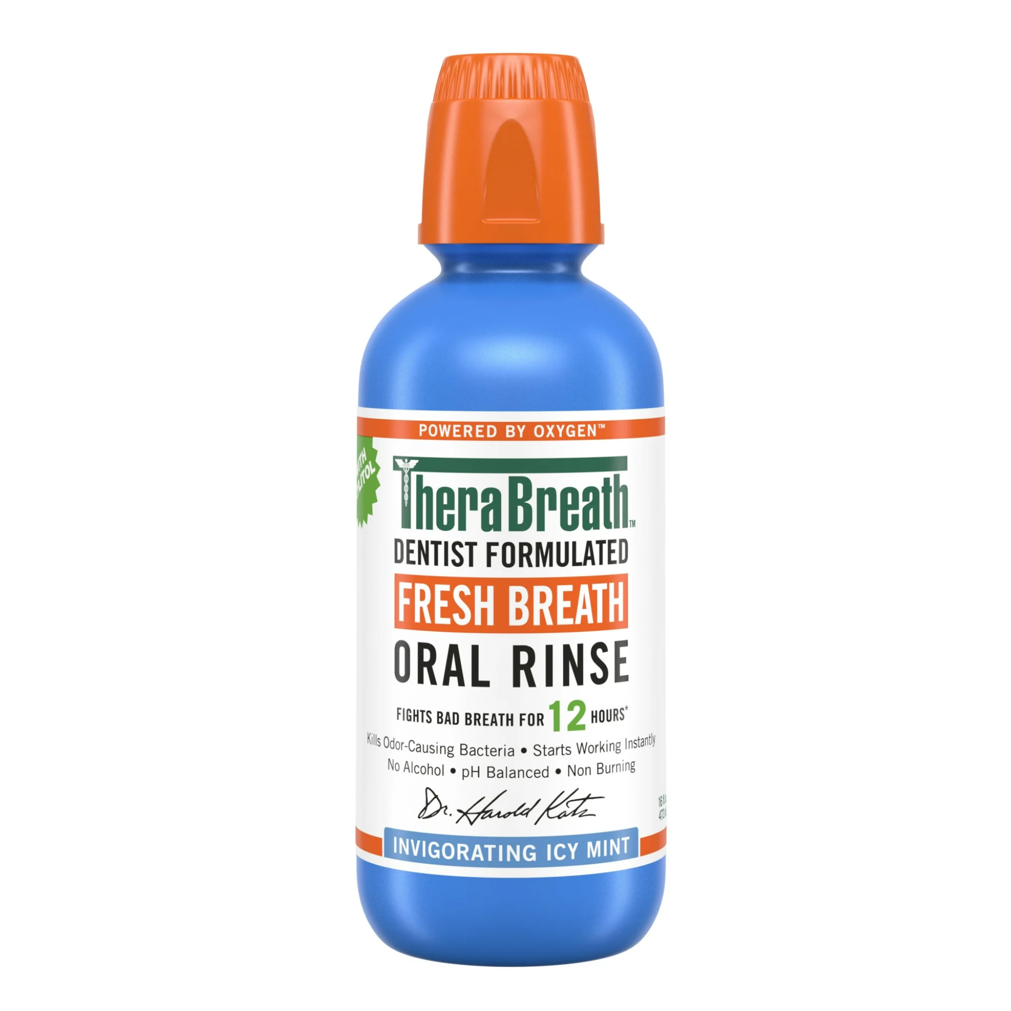 TheraBreath, Fresh Breath Alcohol-Free Mouthwash, Icy Mint Flavor for Adults, 16 fl oz